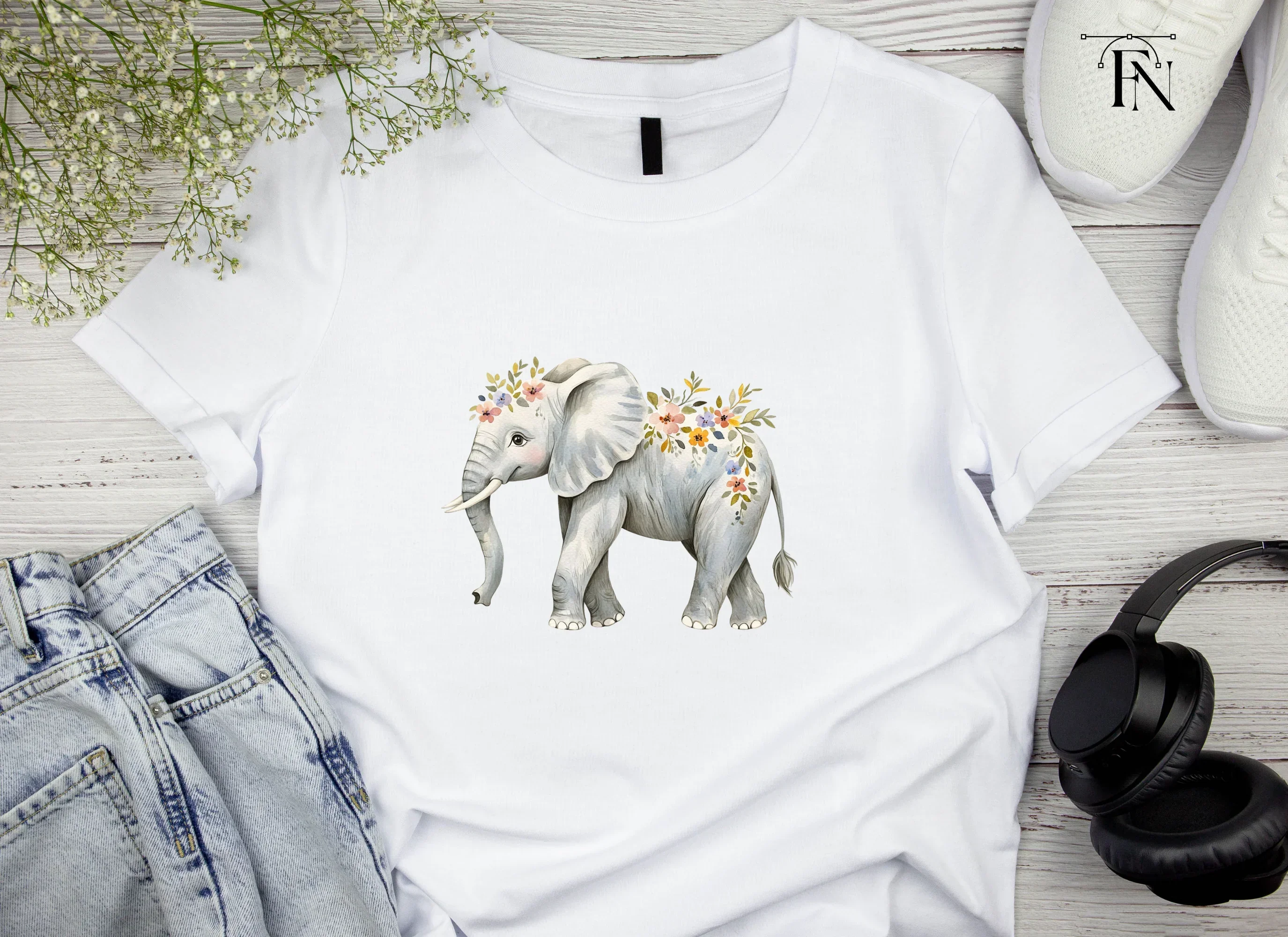 Floral Elephant Clipart Bundle - Image 4