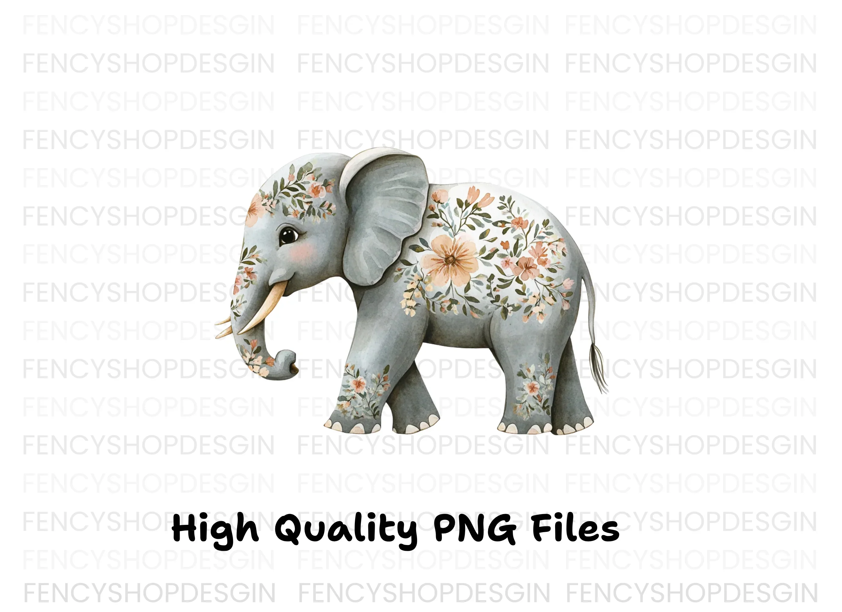 Floral Elephant Clipart Bundle - Image 2