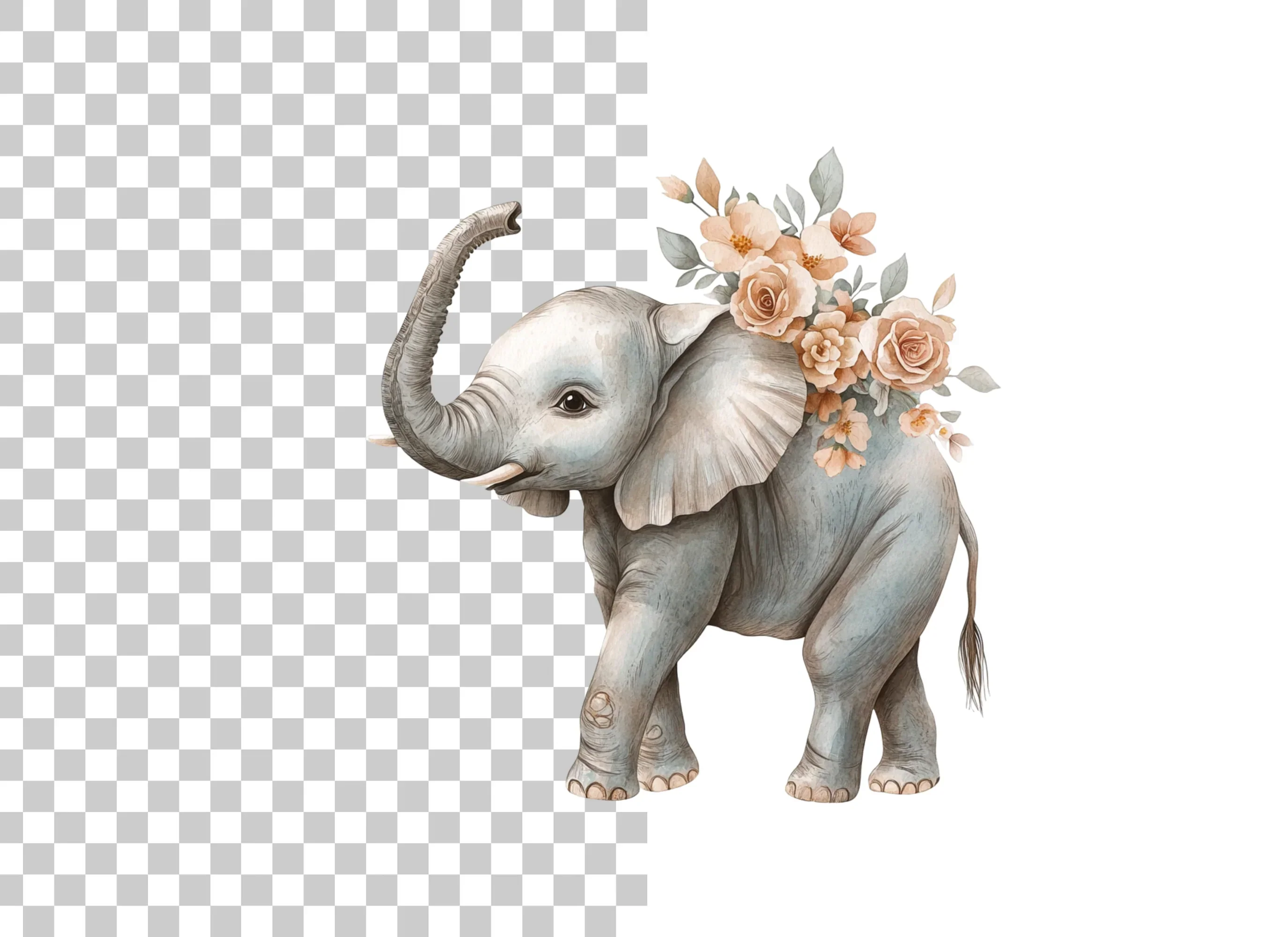 Floral Elephant Clipart Bundle - Image 2