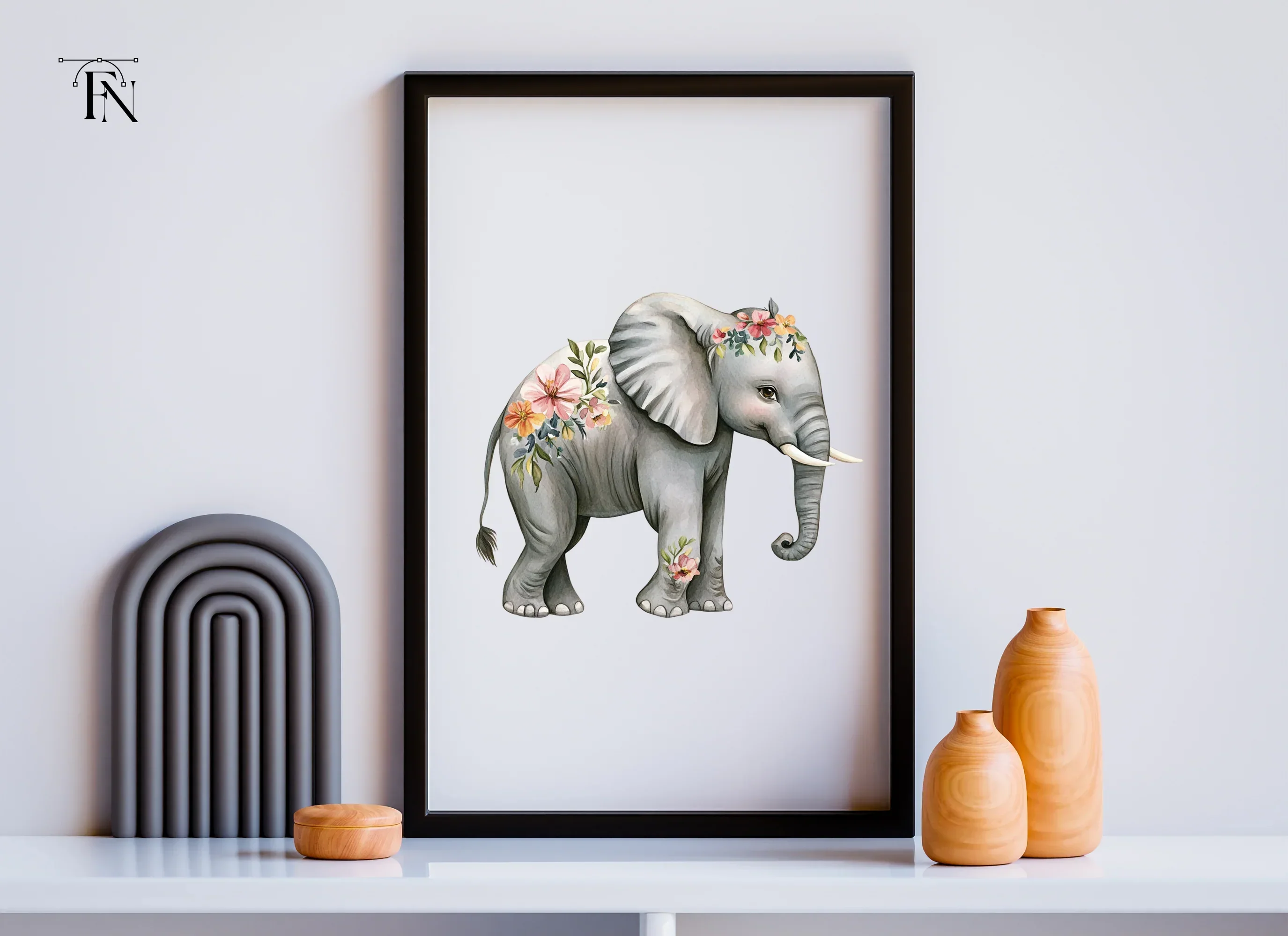 Floral Elephant Clipart Bundle - Image 5