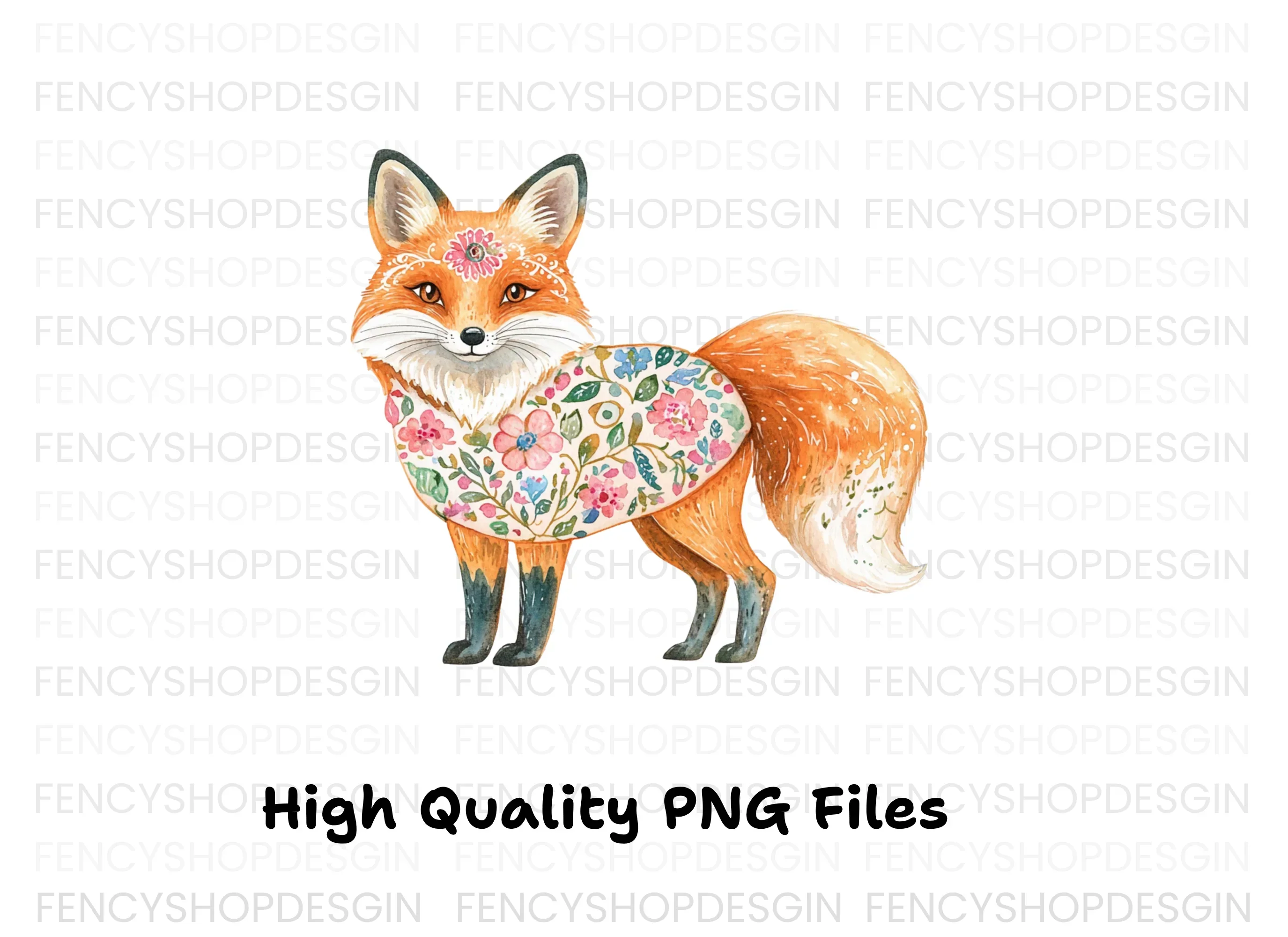 Floral Foxes Clipart Bundle - Image 3