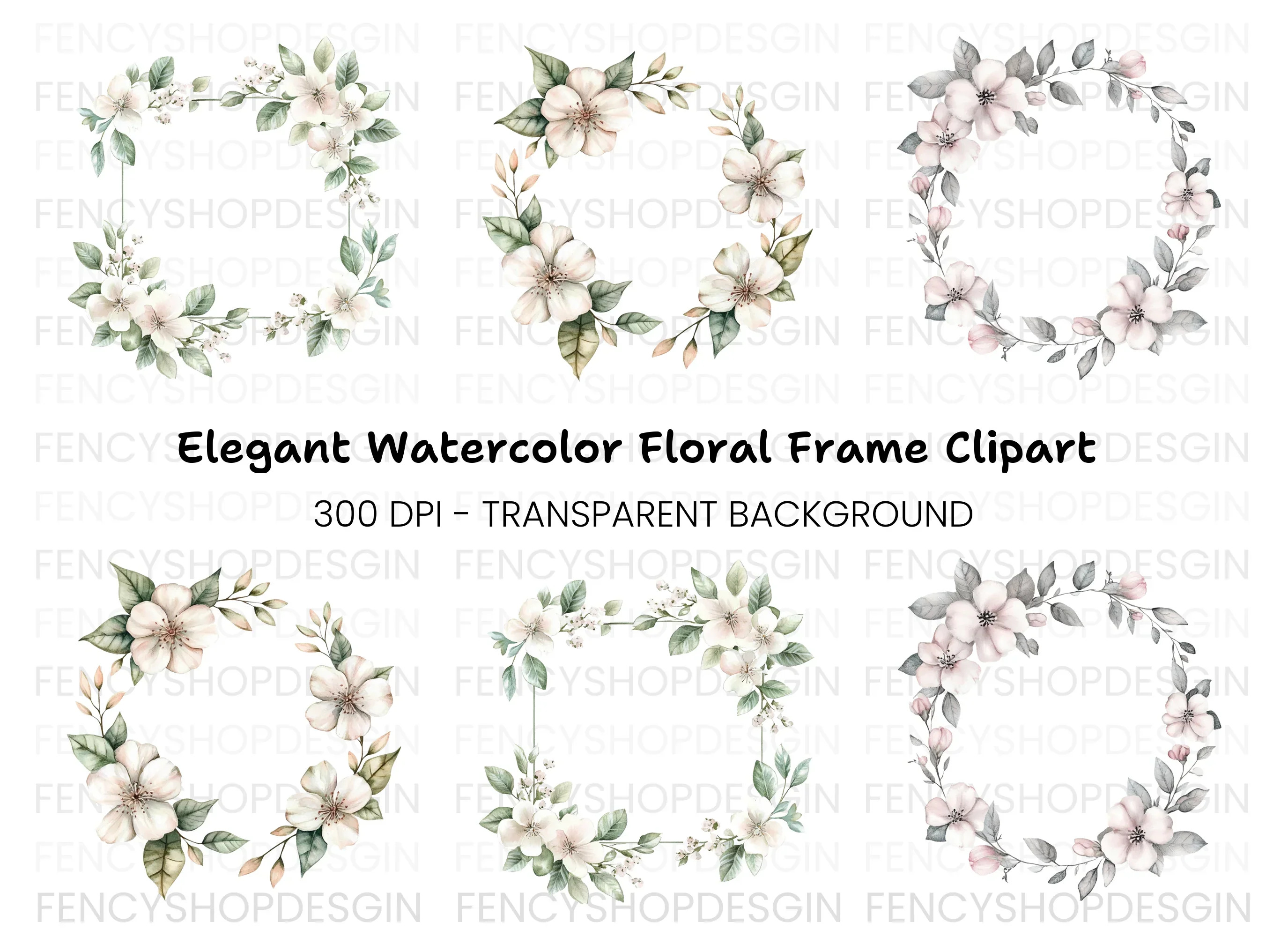 Floral Frames Clipart Bundle
