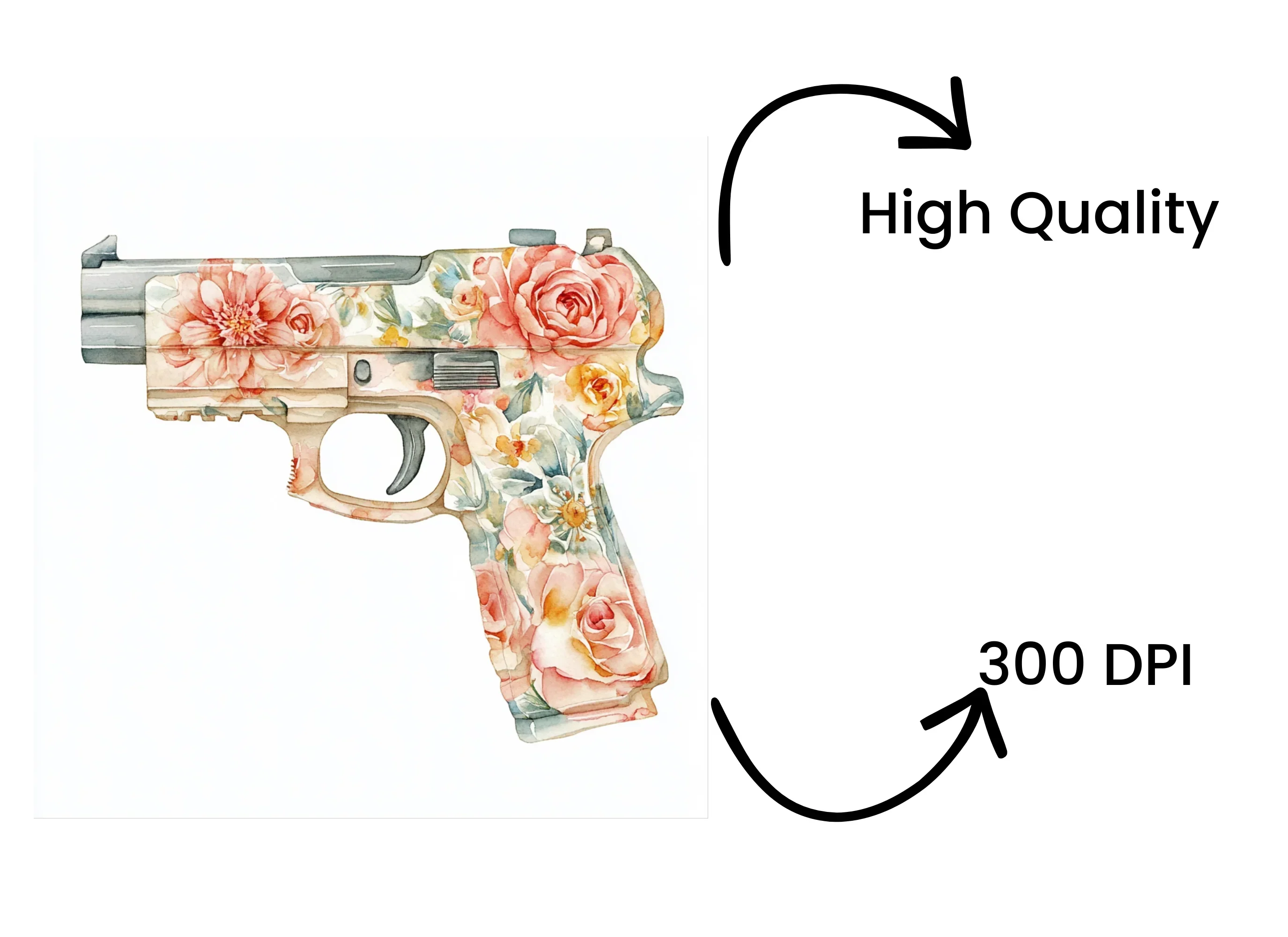 Floral Handguns Clipart Bundle - Image 4