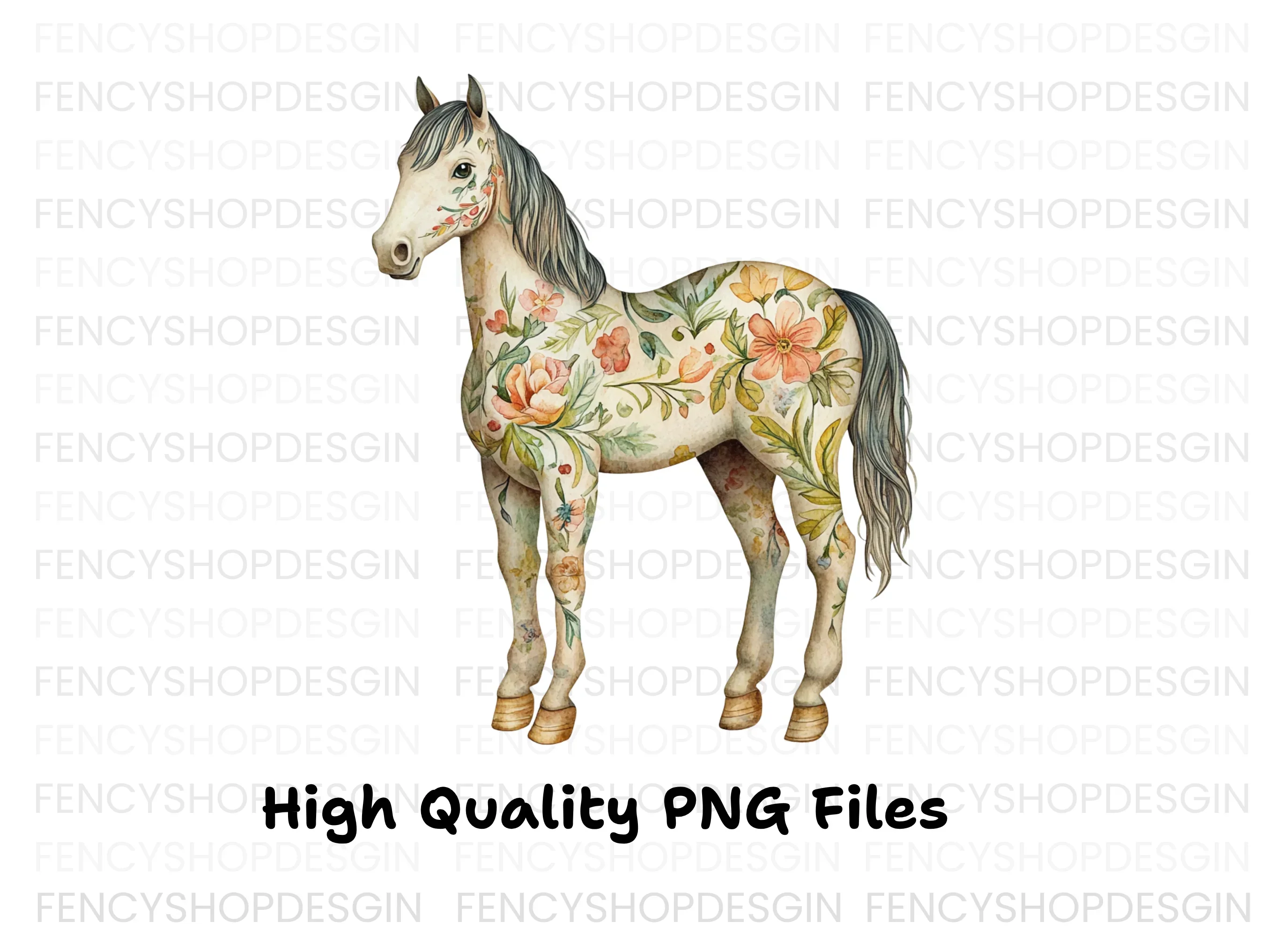 Floral Horses Clipart Bundle - Image 4