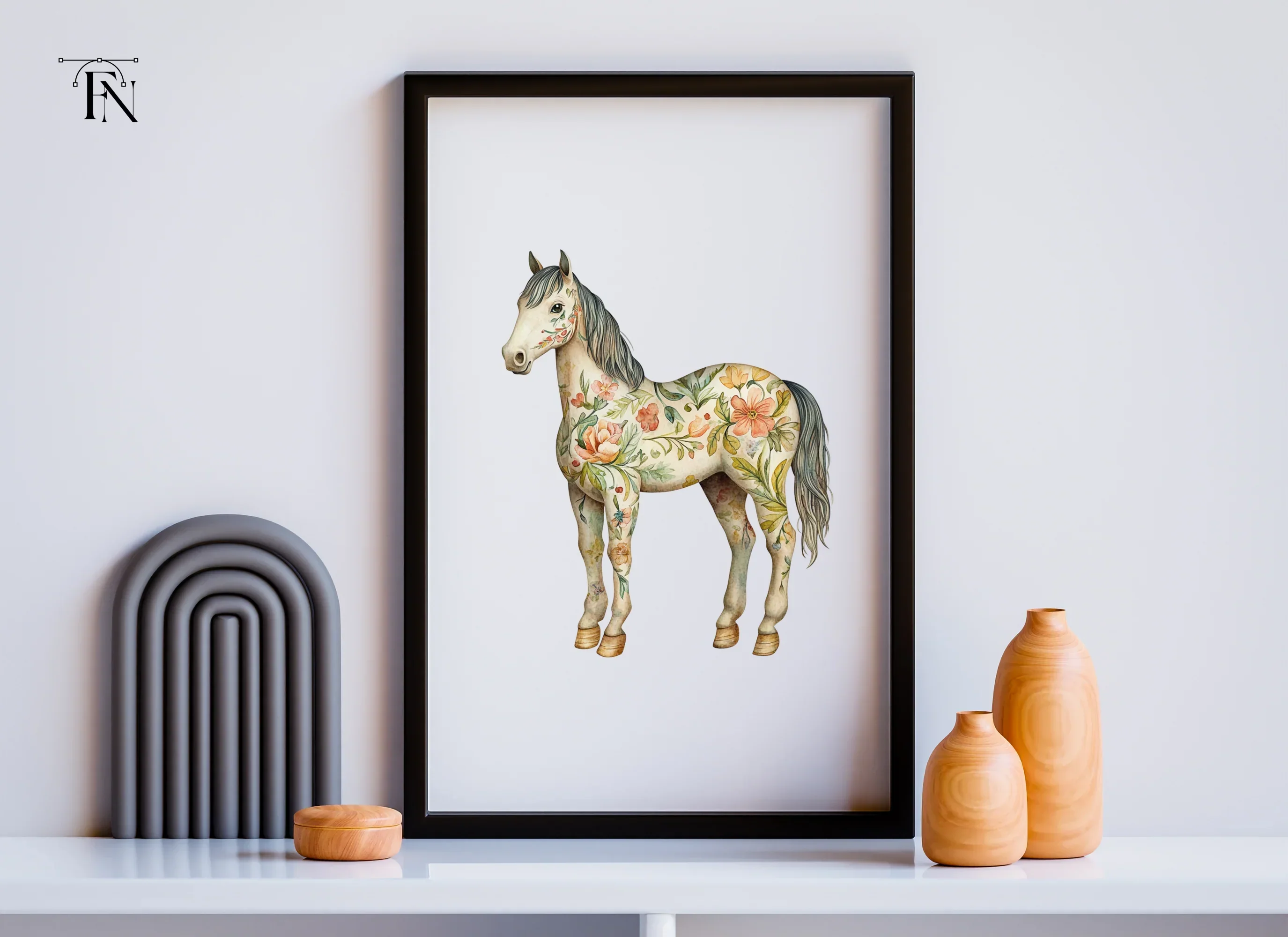 Floral Horses Clipart Bundle - Image 6