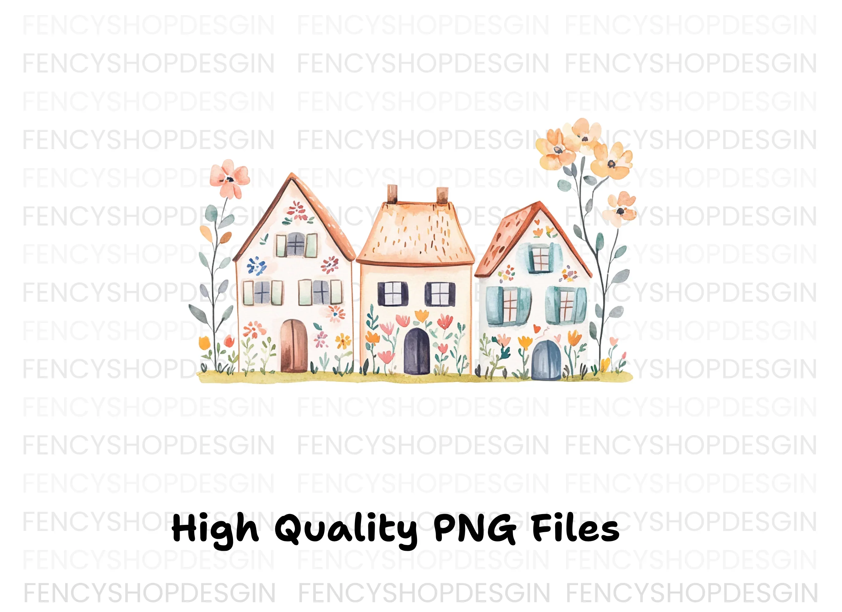 Floral Houses Clipart Bundle - Image 3