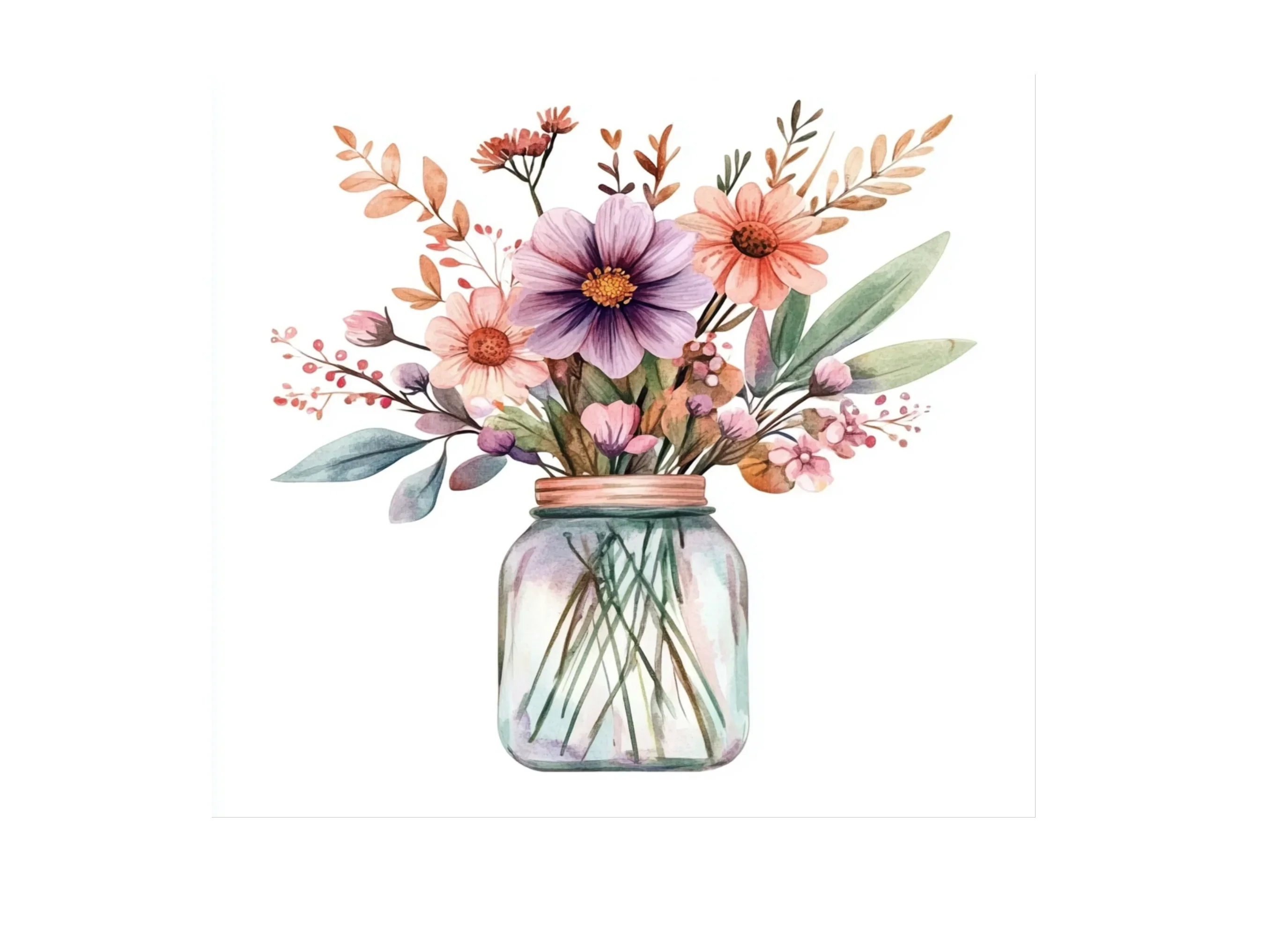 Floral Mason Jar Clipart Bundle - Image 2
