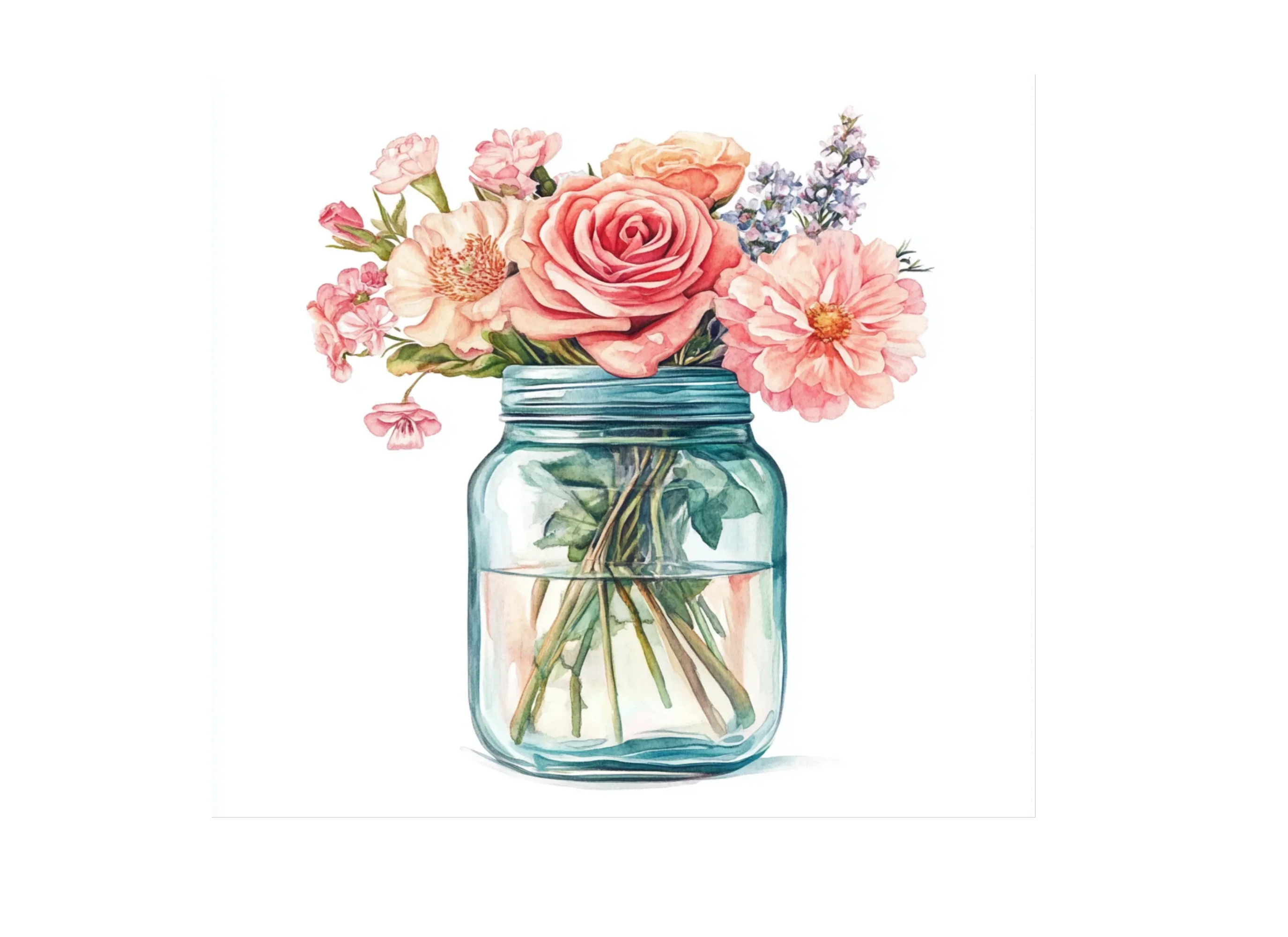 Floral Mason Jar Clipart Bundle - Image 3