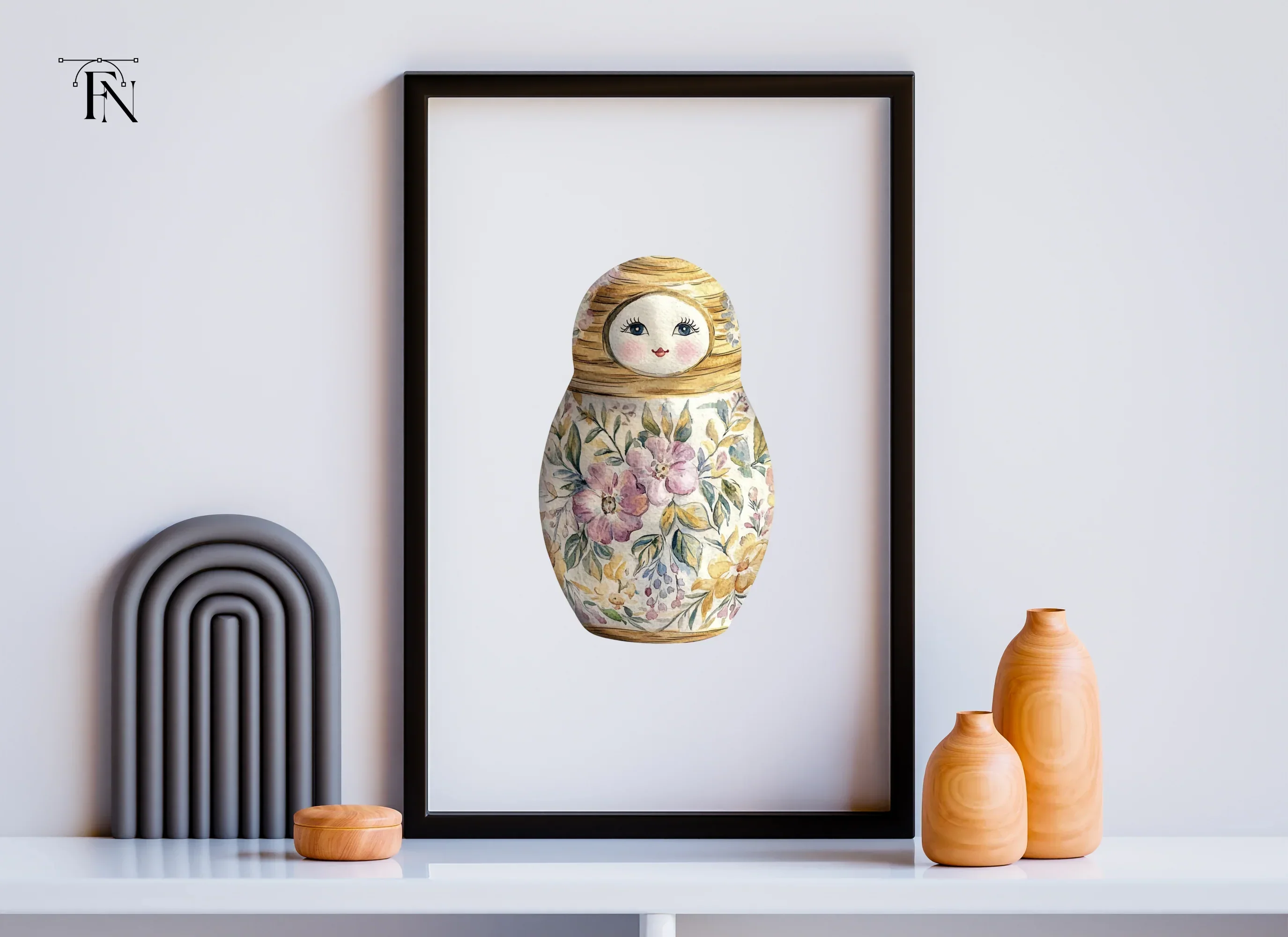 Floral Matryoshka Dolls Clipart Bundle - Image 6