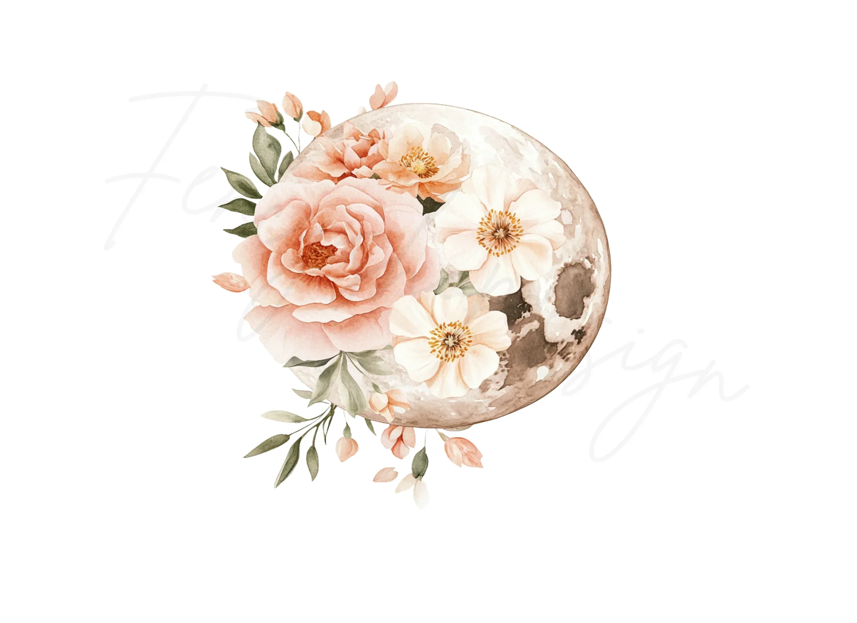 Floral Moon Clipart Bundle - Image 3
