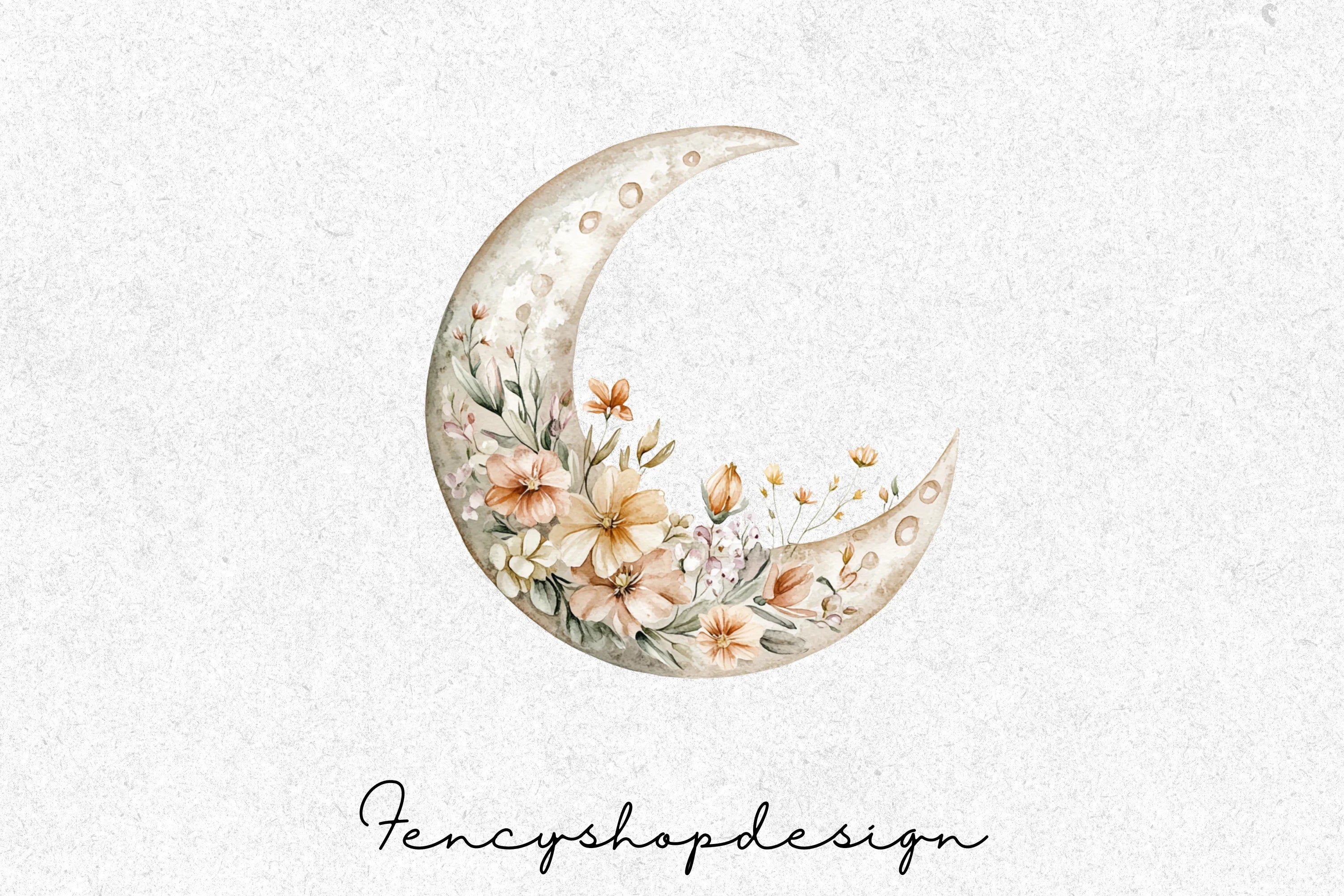 Floral Moon Clipart Bundle - Image 4