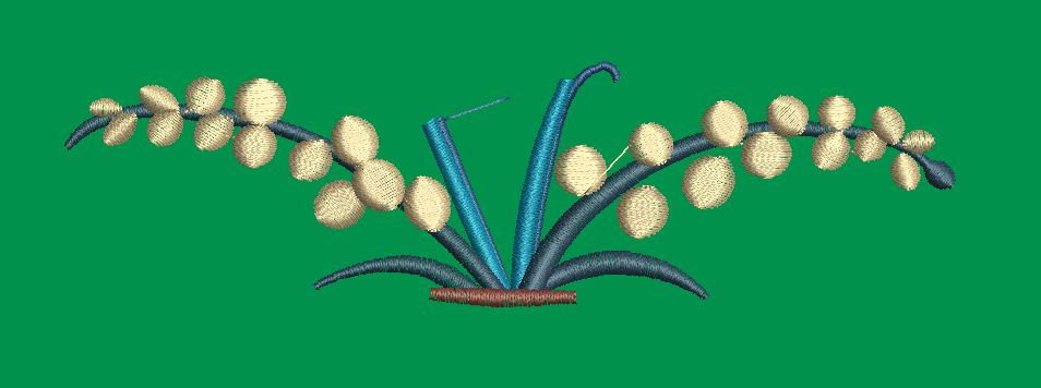 Floral Motif Sprig with Berries Embroidery Design