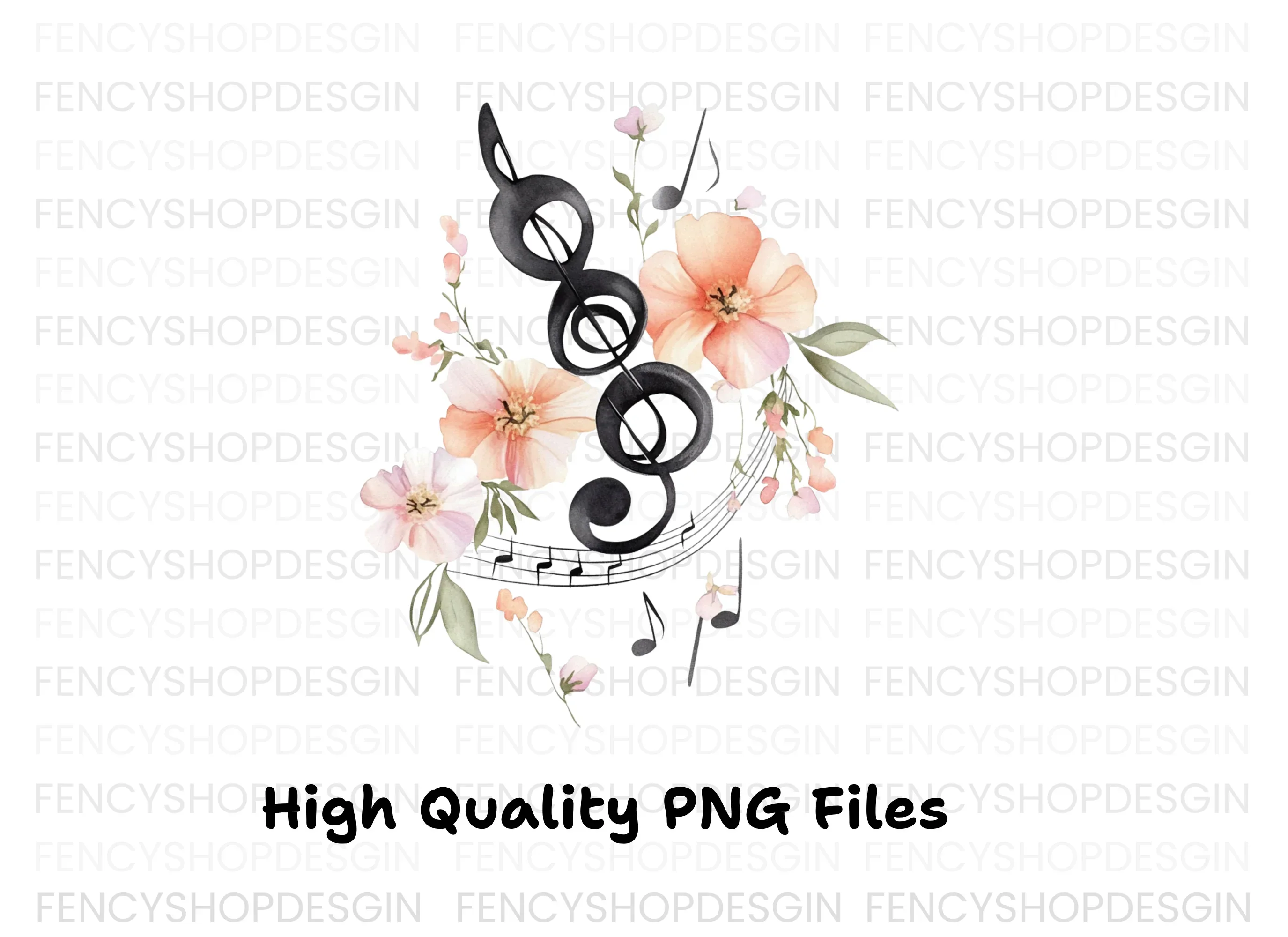 Floral Music Notes Clipart Bundle - Image 4