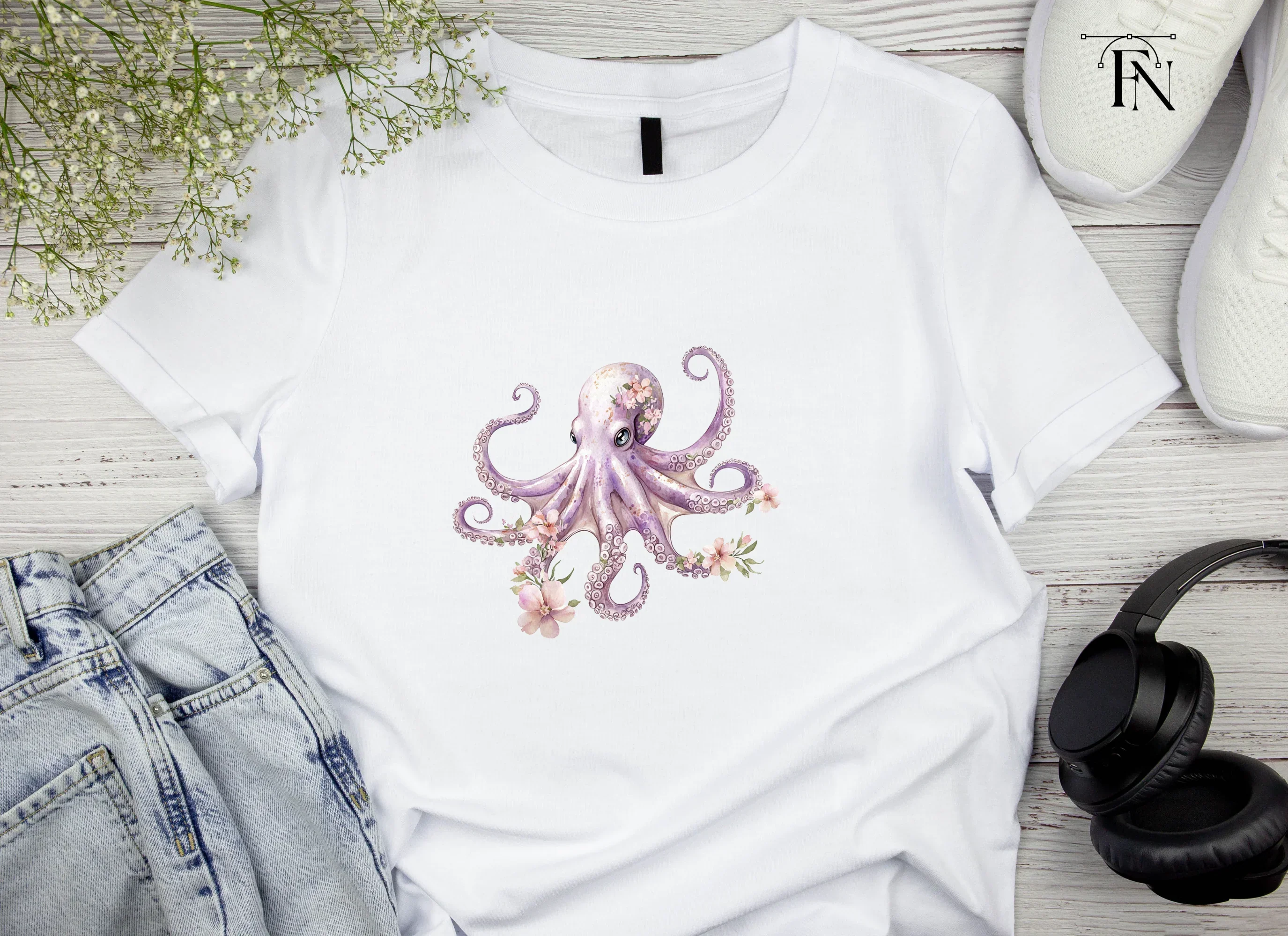 Floral Octopus Clipart Bundle - Image 4
