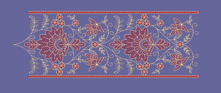 Floral Paisley Border Embroidery Design