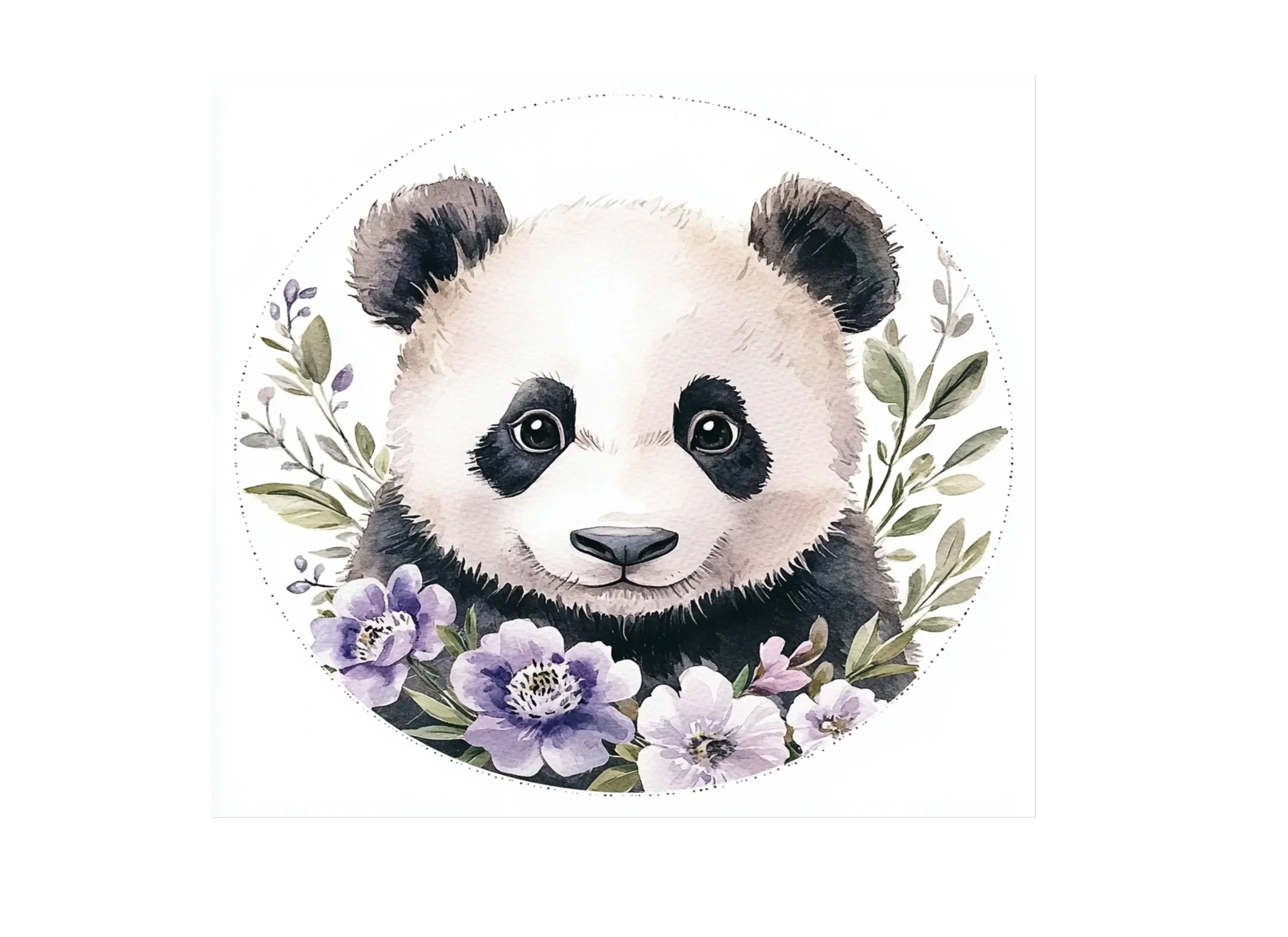 Floral Panda Bear Face Clipart Bundle - Image 2