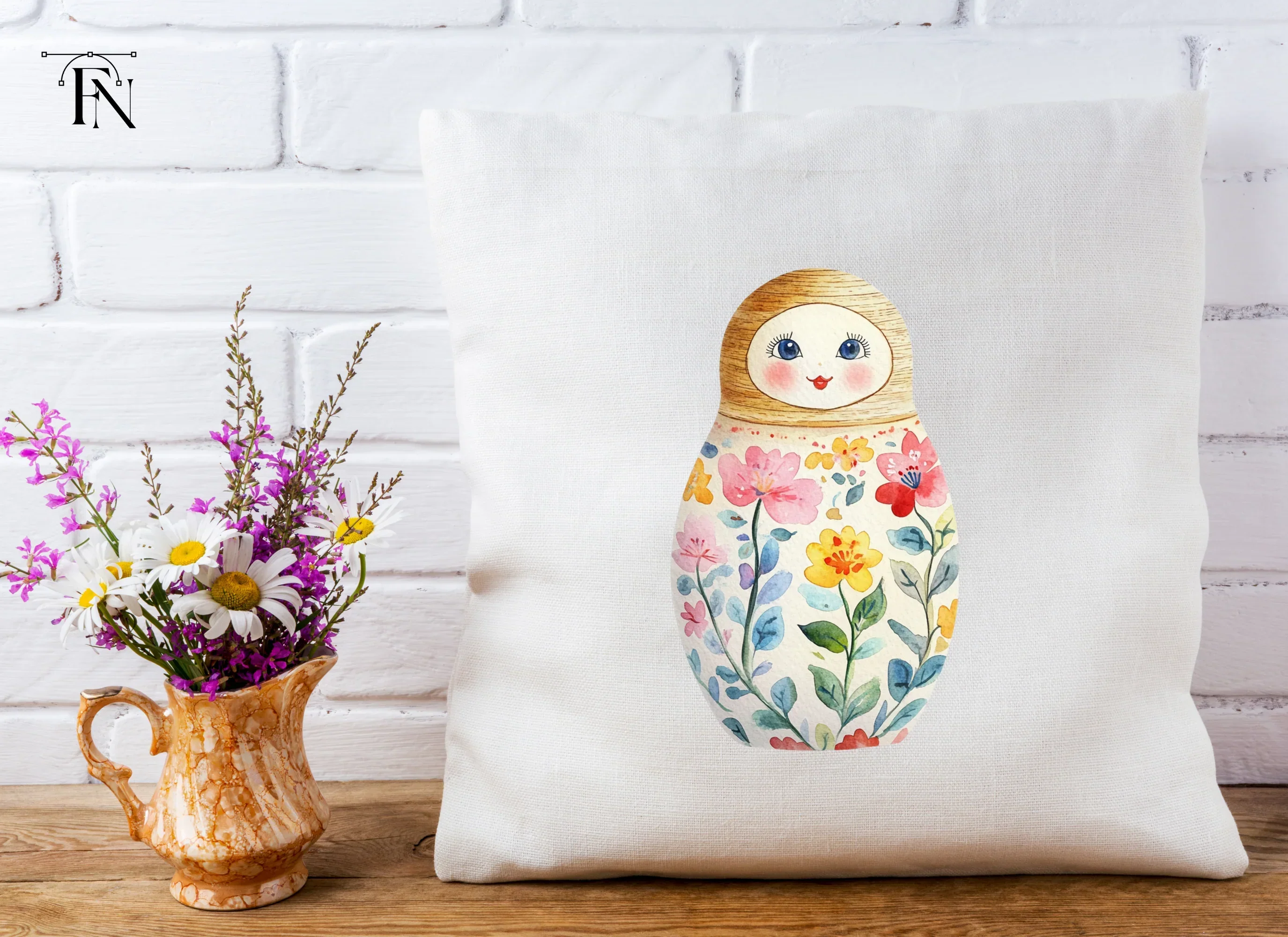 Floral Russian Nesting Dolls Clipart Bundle - Image 4