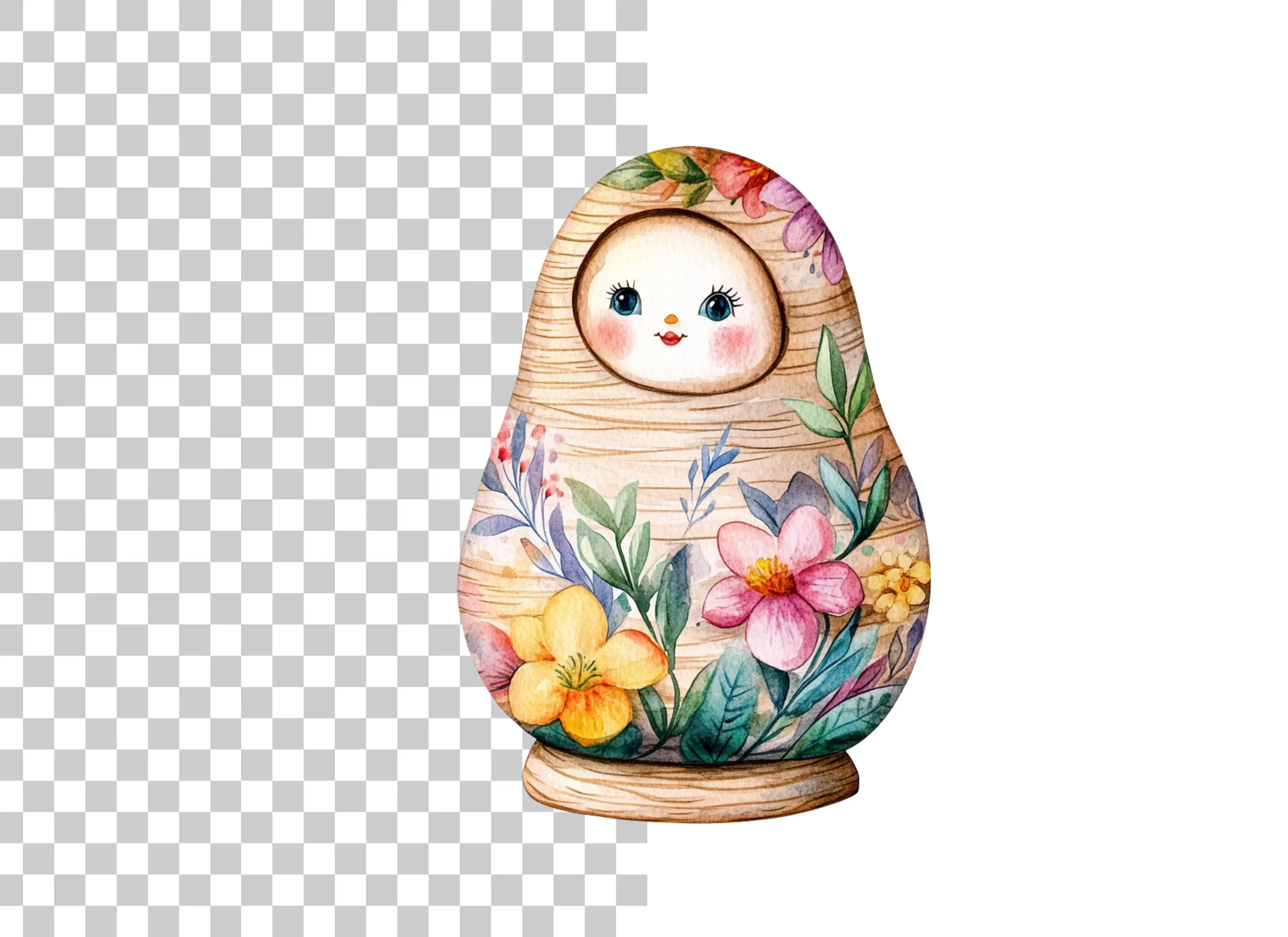 Floral Russian Nesting Dolls Clipart Bundle - Image 6