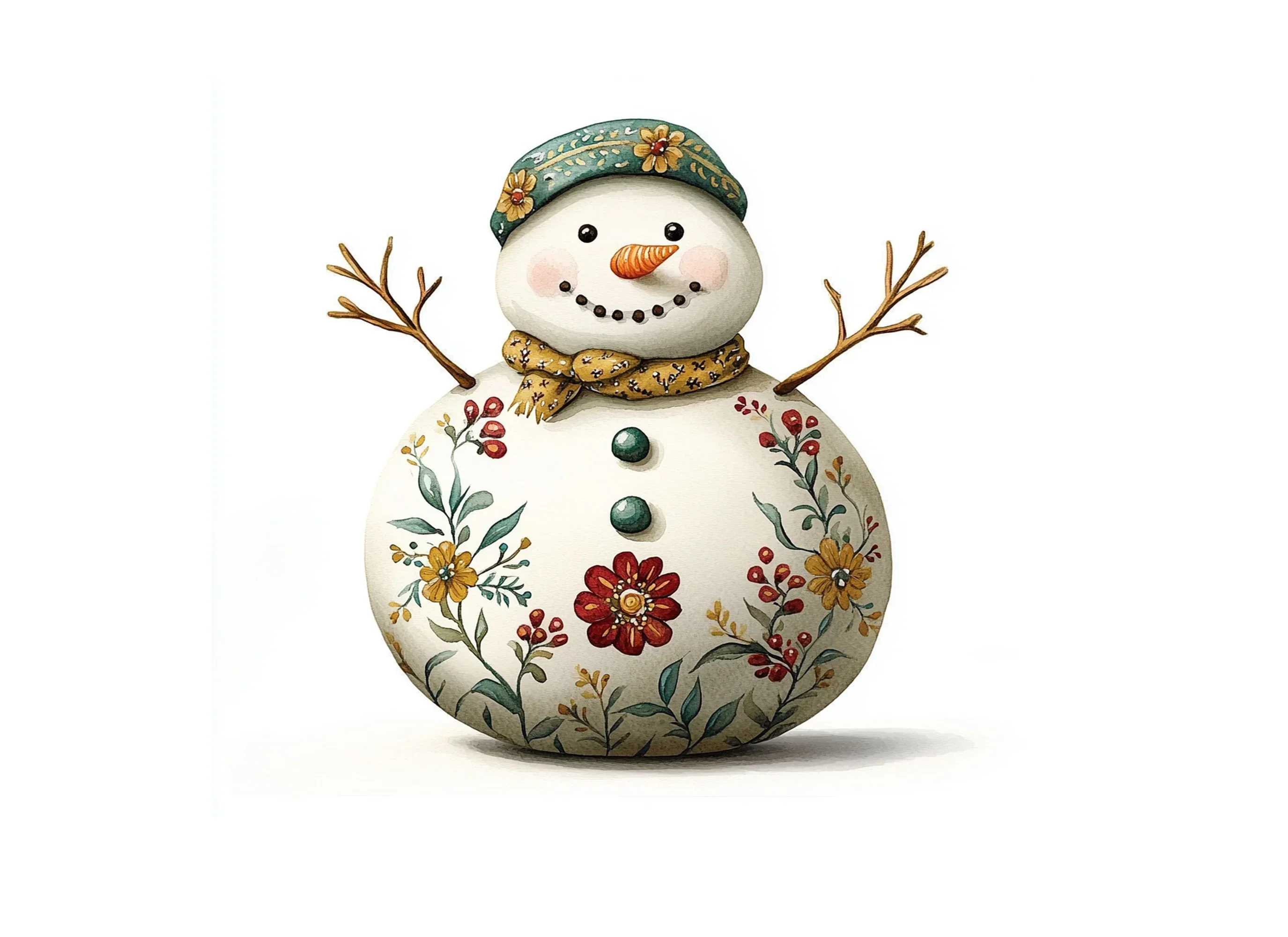 Floral Snowman Clipart Bundle - Image 2