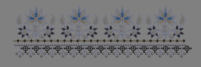Floral Spire and Beaded Fringe Border Embroidery Design
