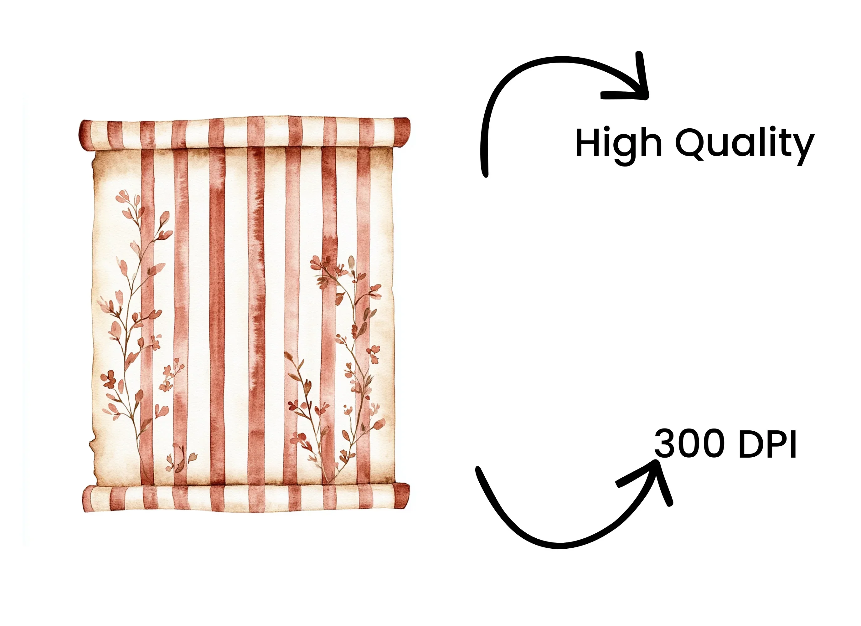 Floral Striped Scroll Clipart Bundle - Image 4
