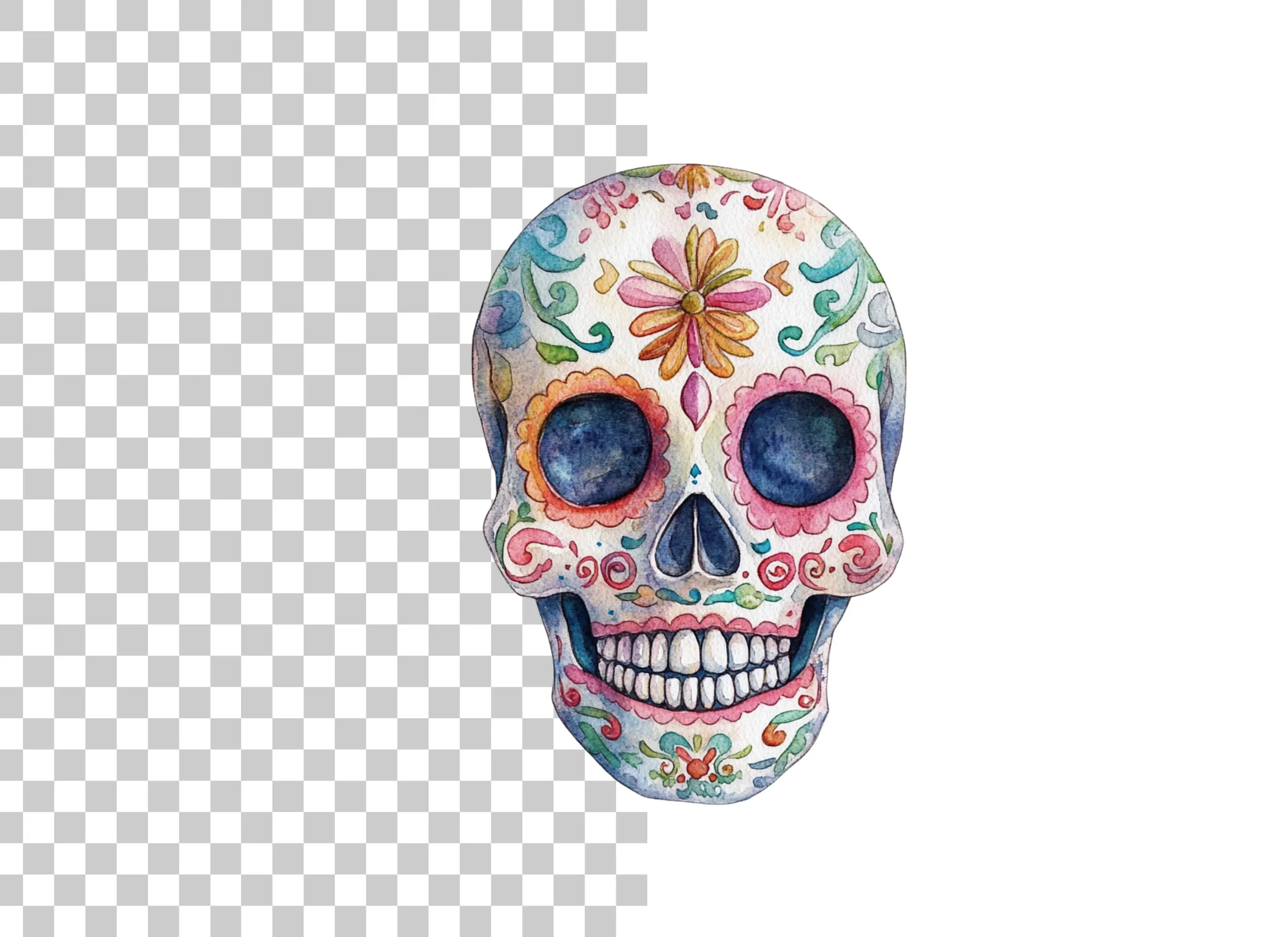 Floral Sugar Skulls Clipart Bundle - Image 2