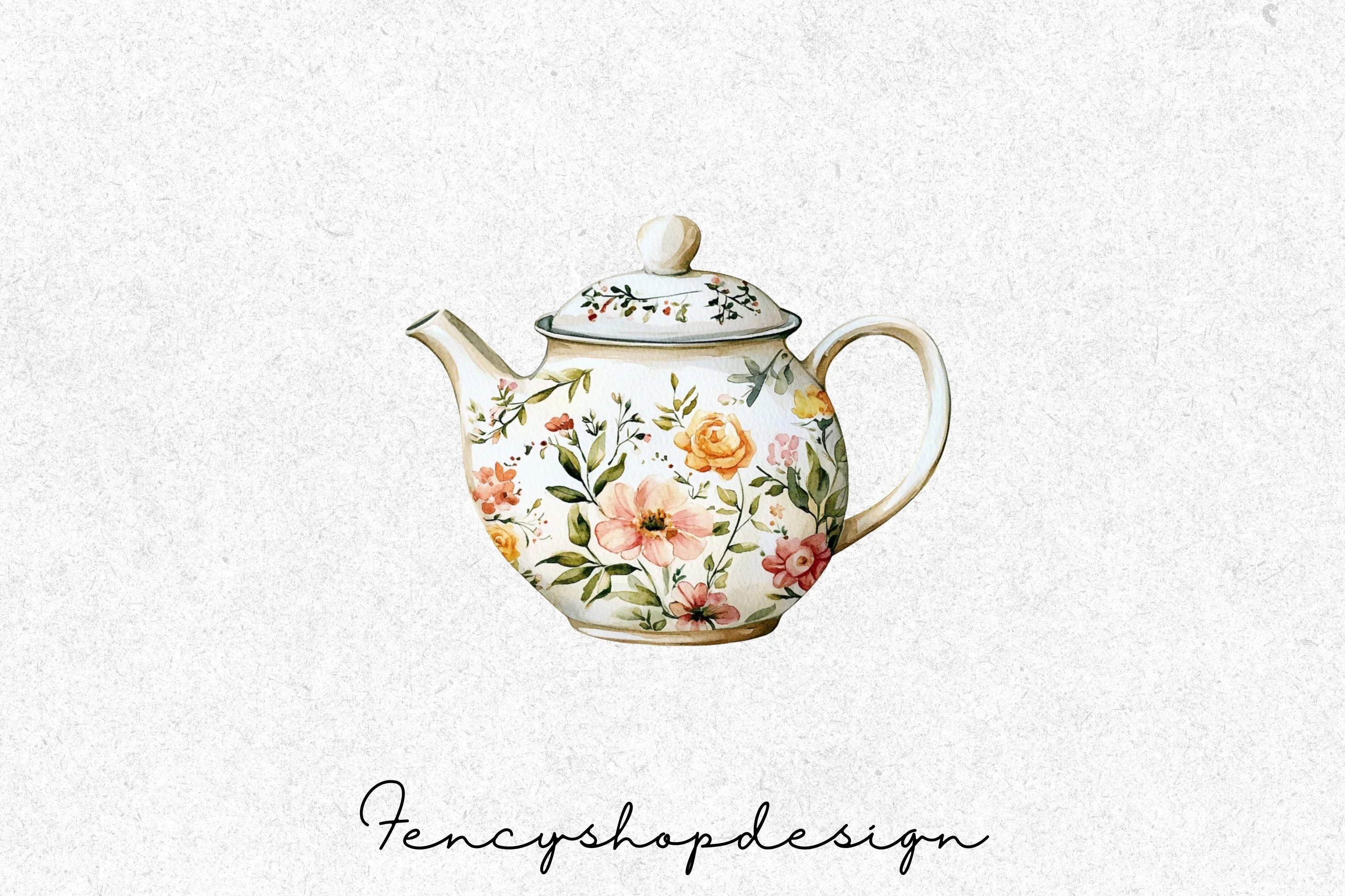 Floral Teapot Clipart Bundle - Image 3