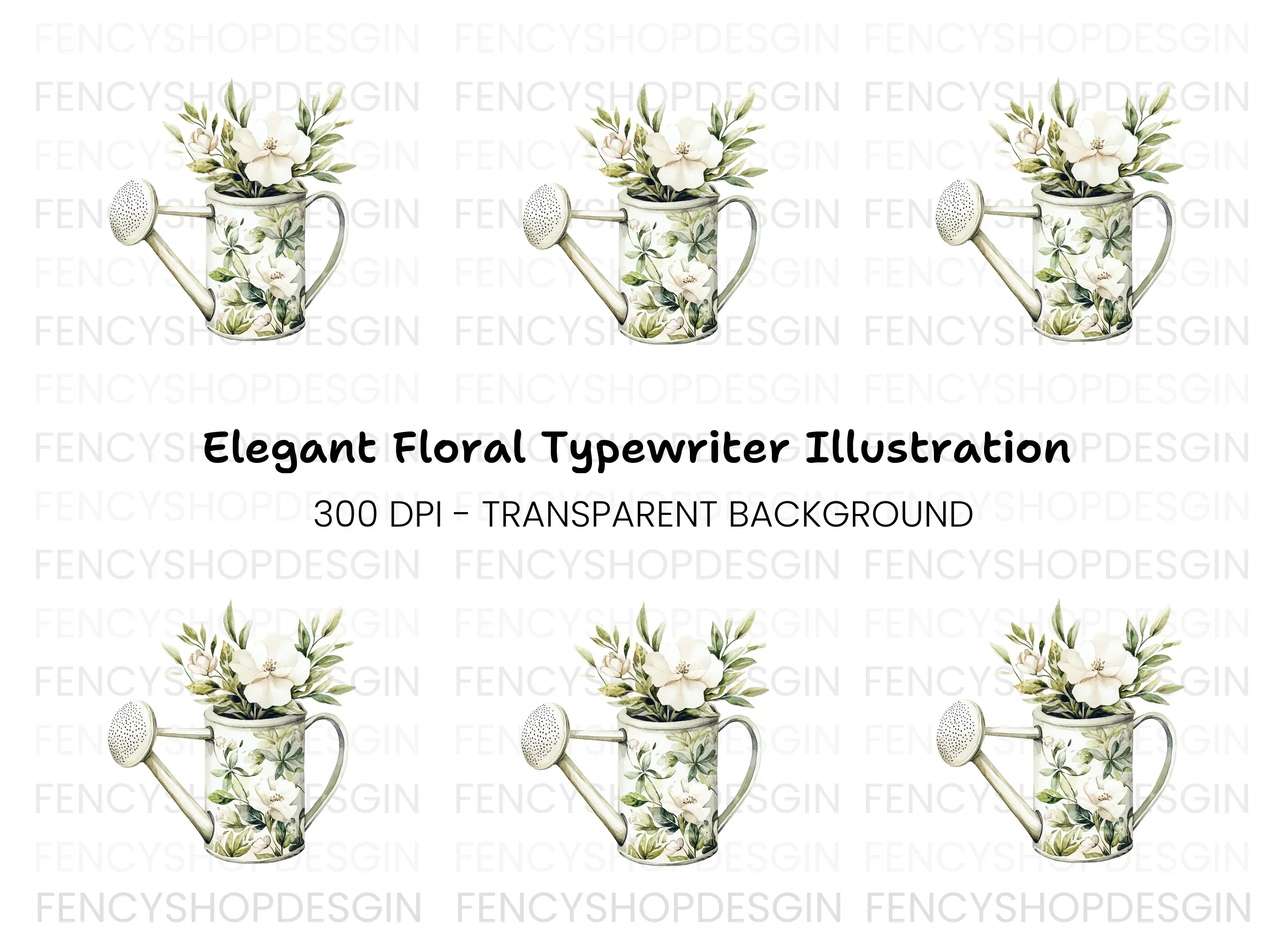 Floral Watering Can Clipart Bundle