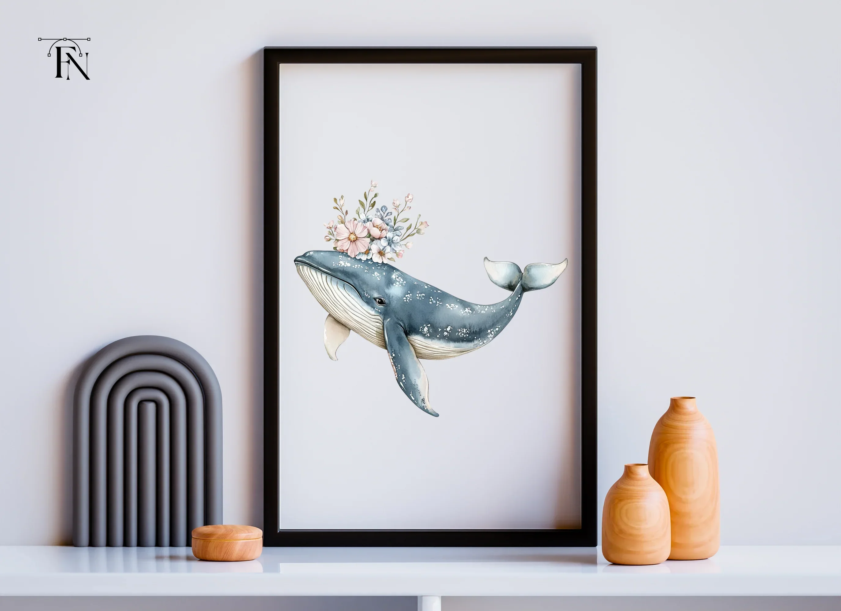 Floral Whales Clipart Bundle - Image 6