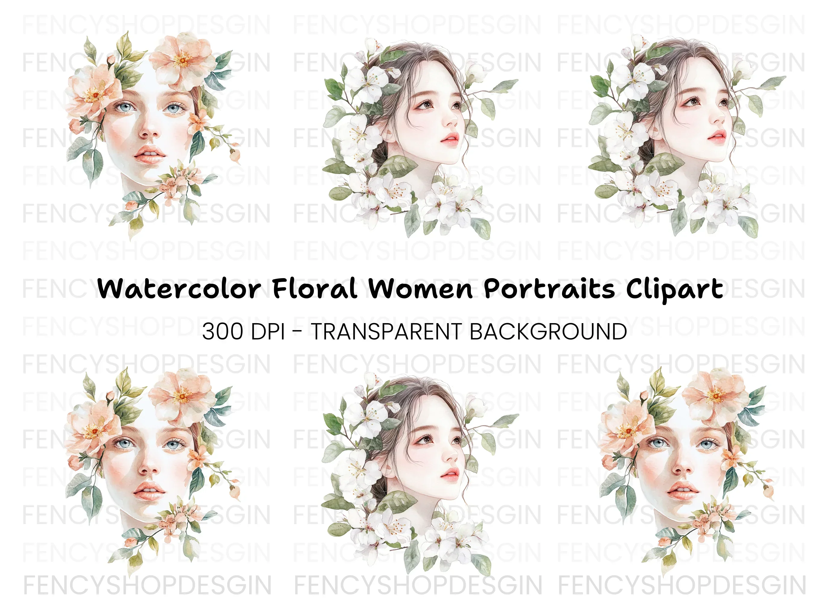 Floral Women Clipart Bundle