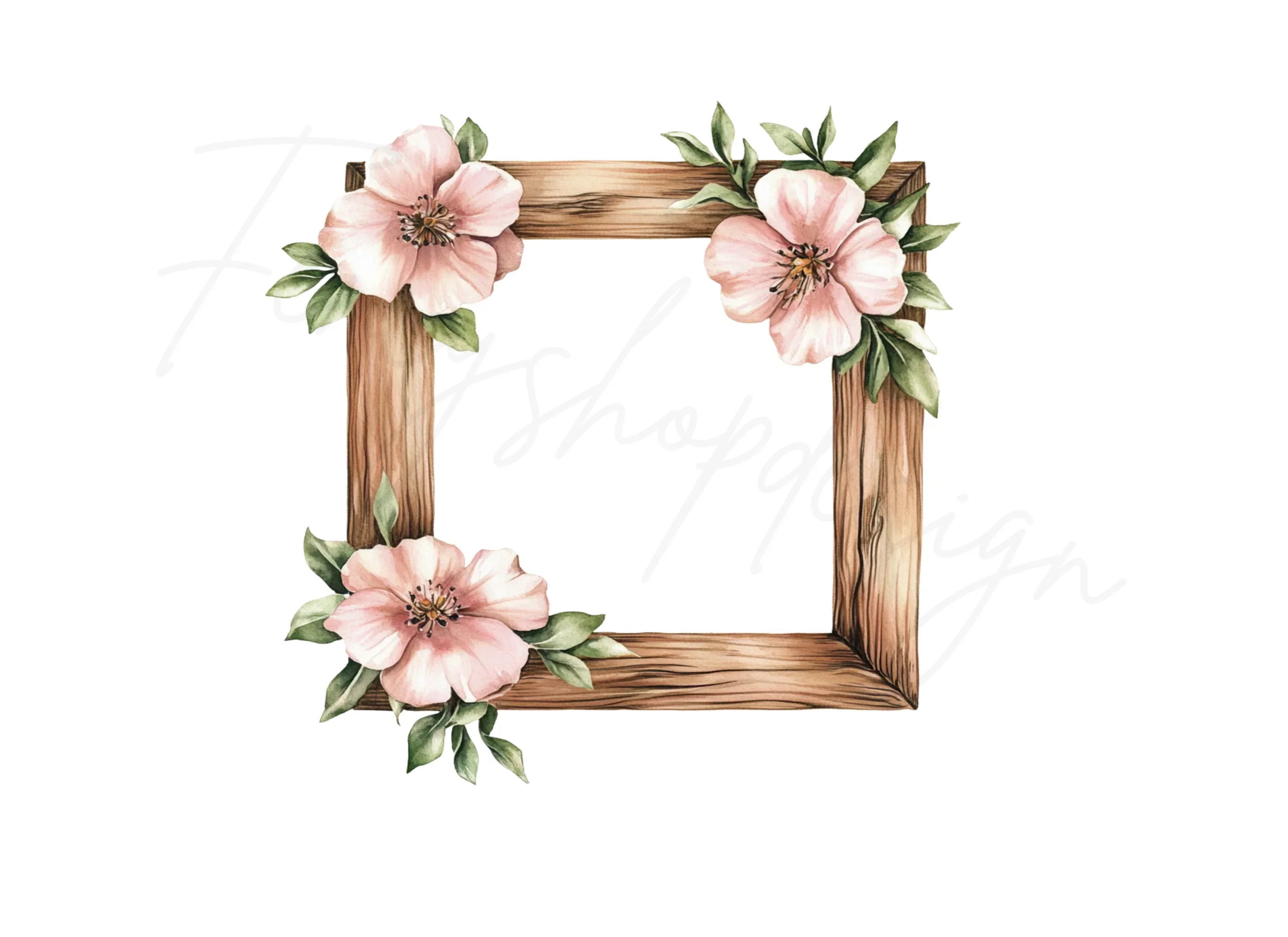 Floral Wooden Frame Clipart Bundle - Image 3
