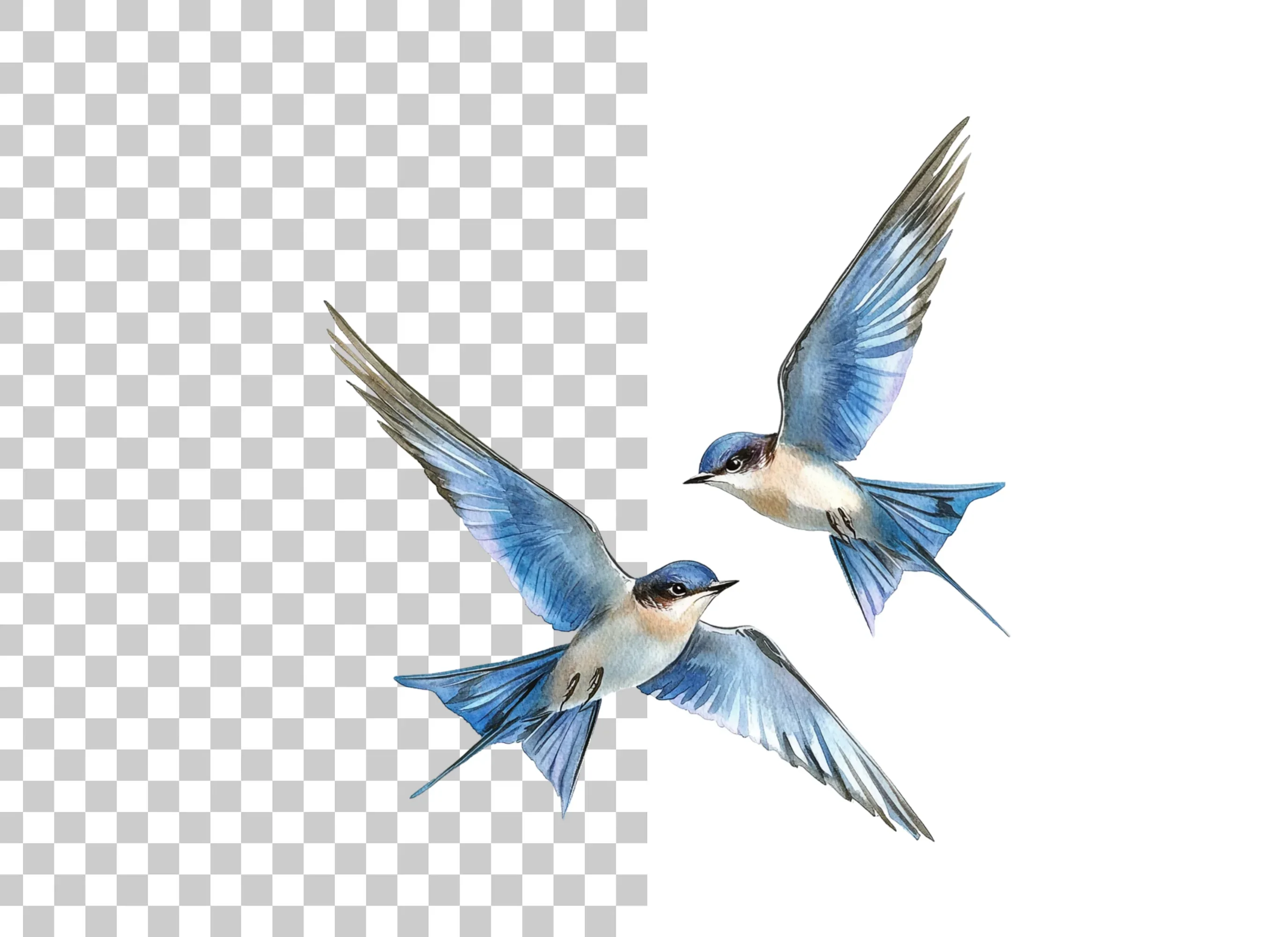 Flying Blue Birds Clipart Bundle - Image 2