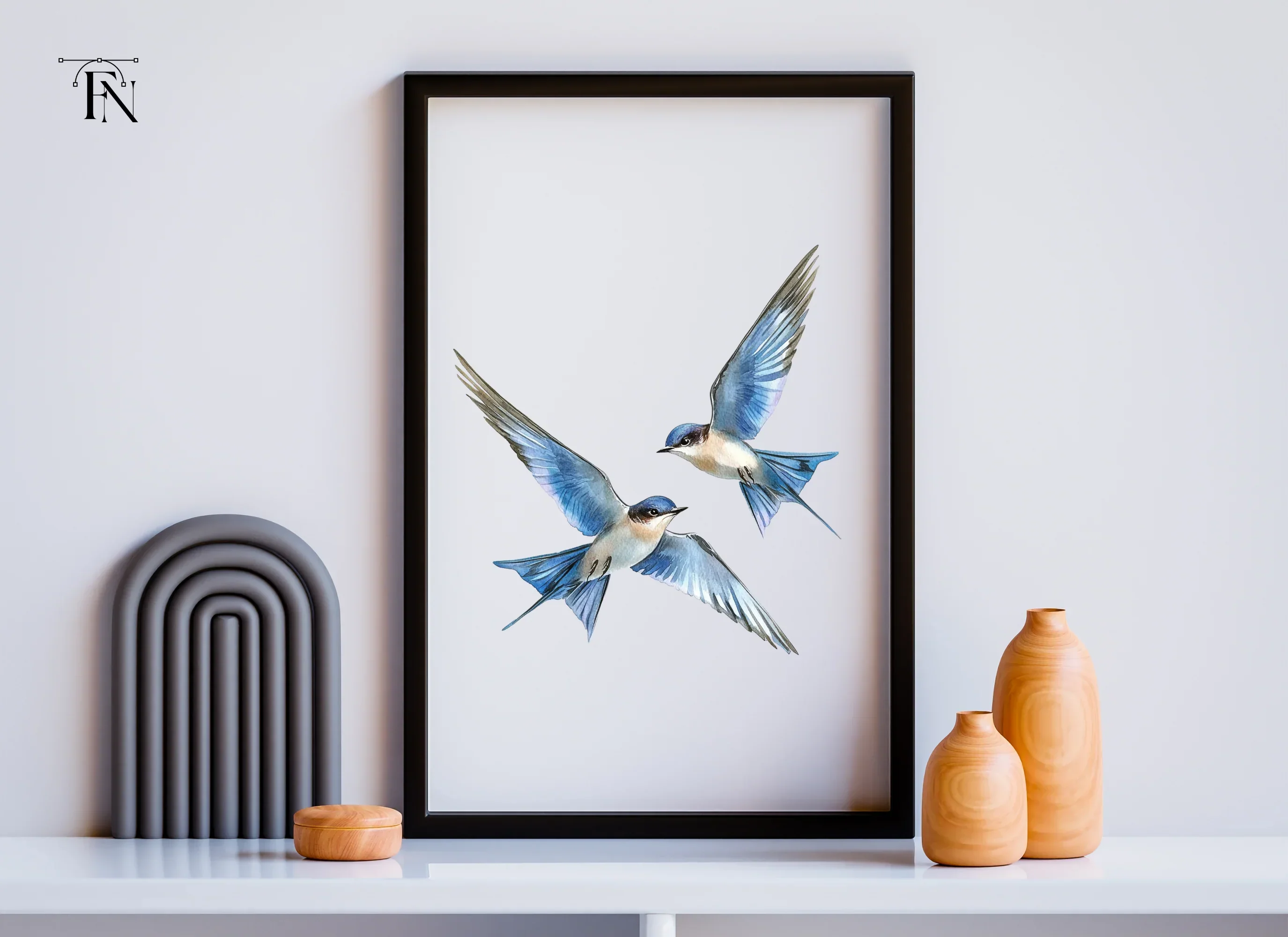 Flying Blue Birds Clipart Bundle - Image 6