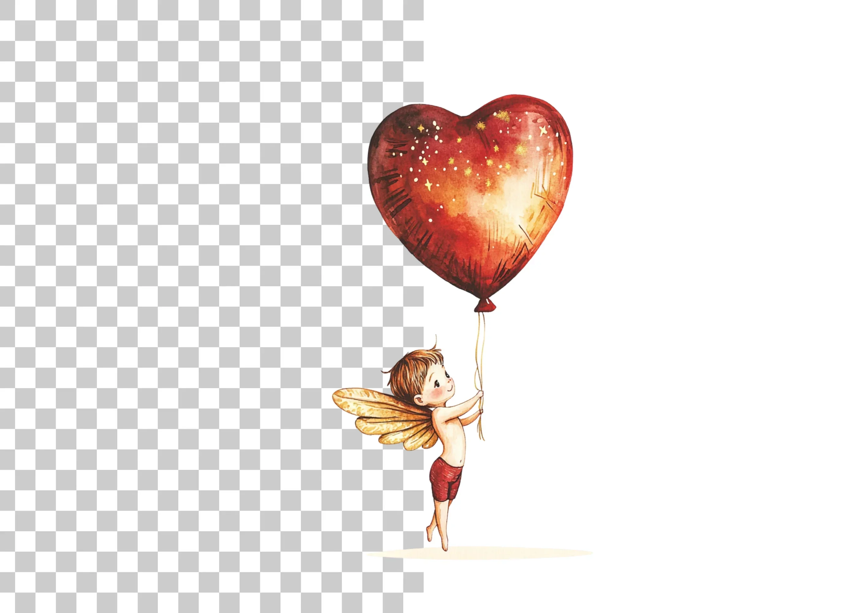 Flying Cupid Heart Balloon Clipart Bundle - Image 2