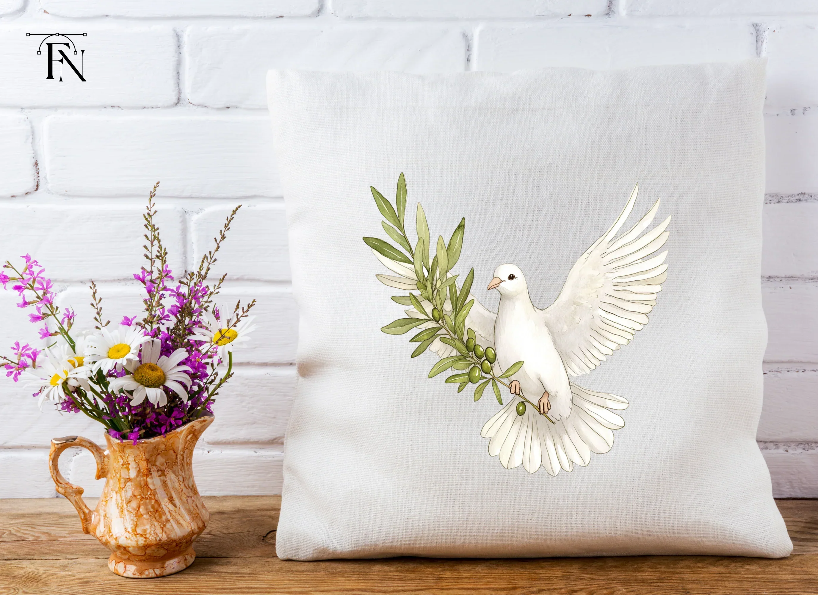 Flying Doves with Olive Branches Clipart Bundle - Image 5