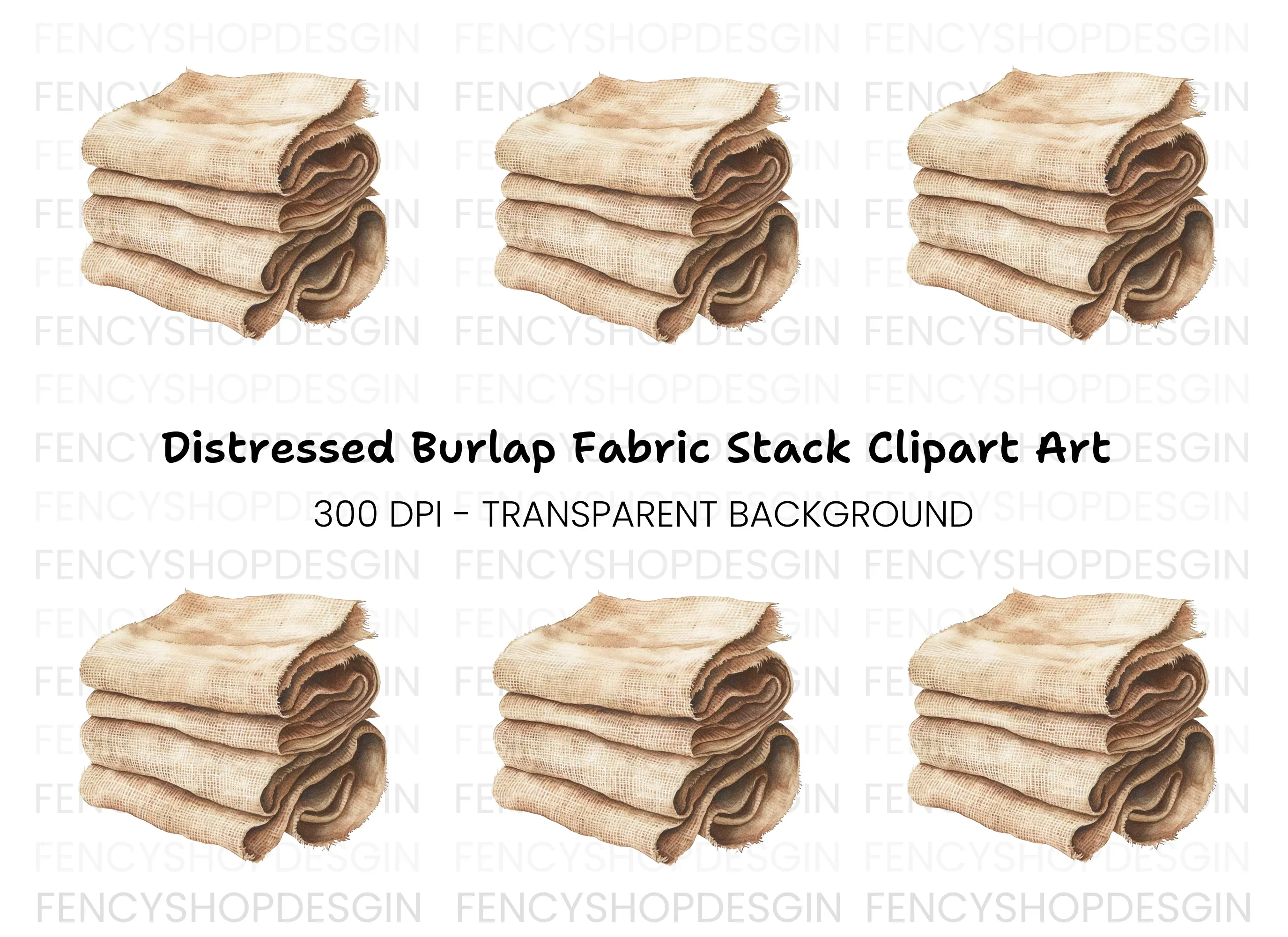 Folded Burlap Cloth Clipart Bundle