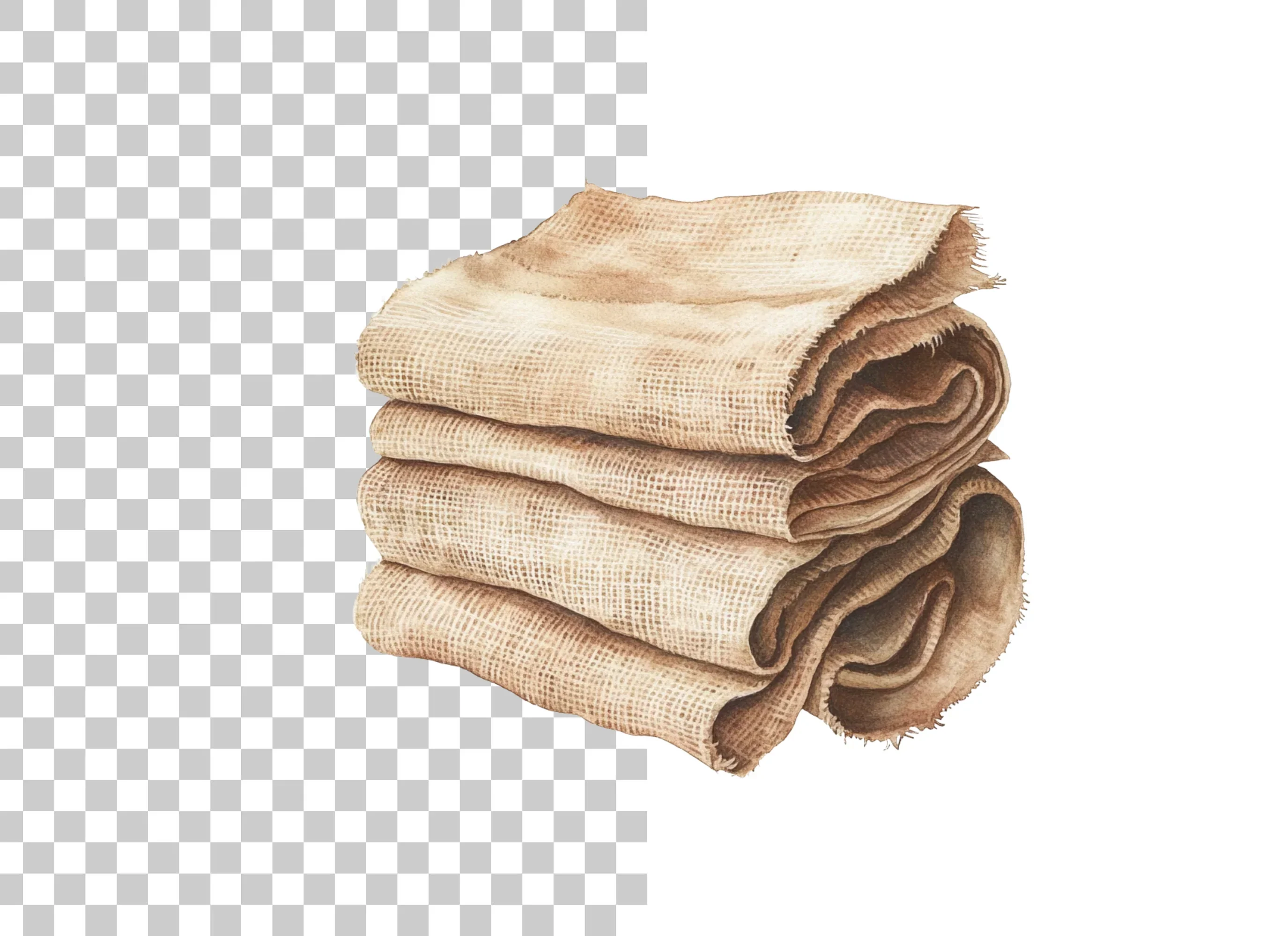 Folded Burlap Cloth Clipart Bundle - Image 2