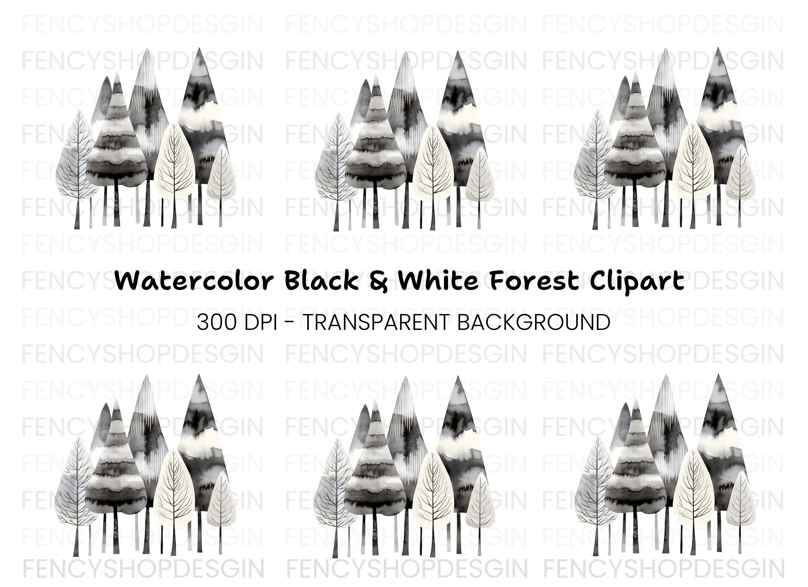 Forest Trees Clipart Bundle