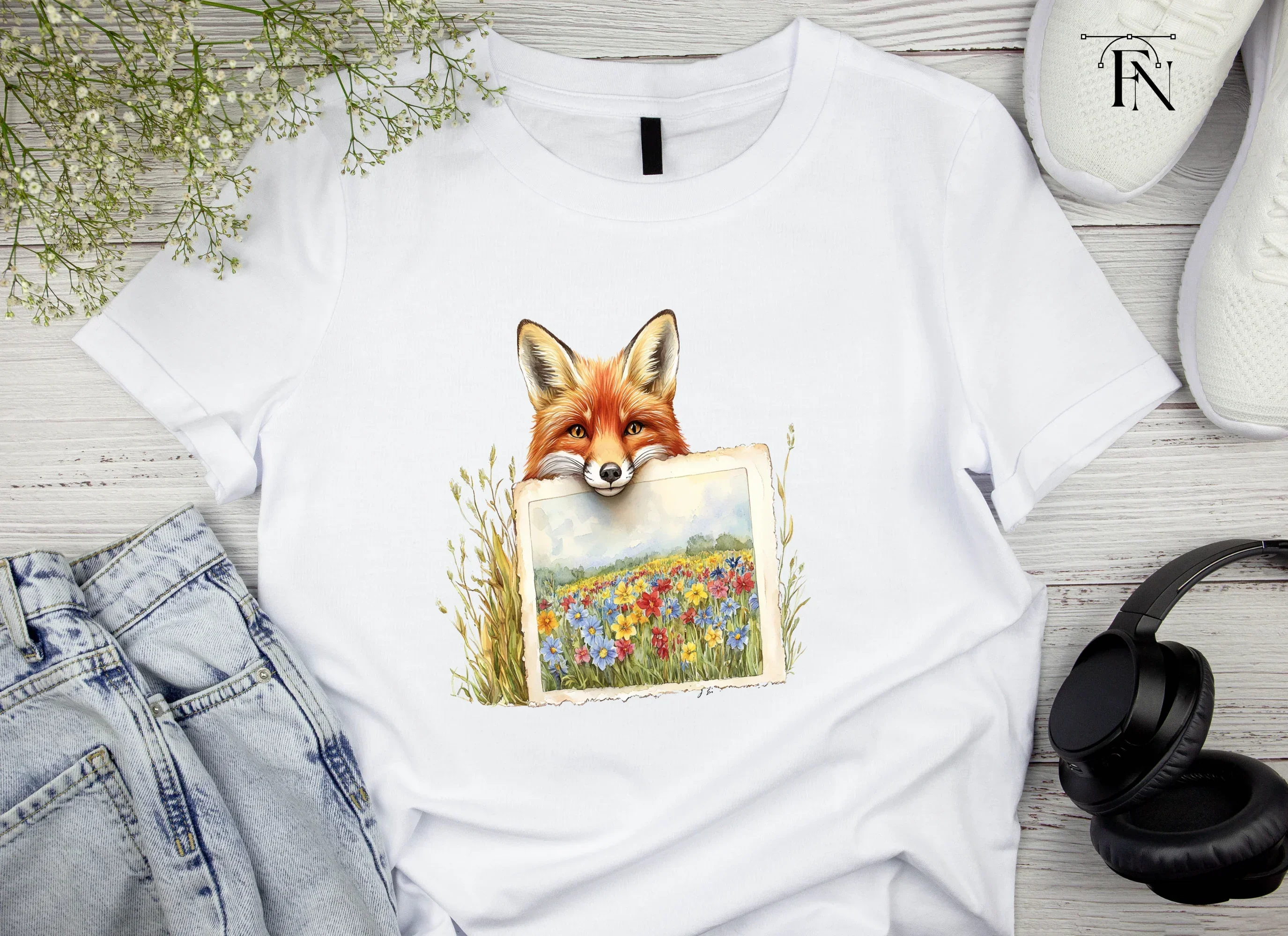 Fox and Wildflower Field Clipart Bundle - Image 4