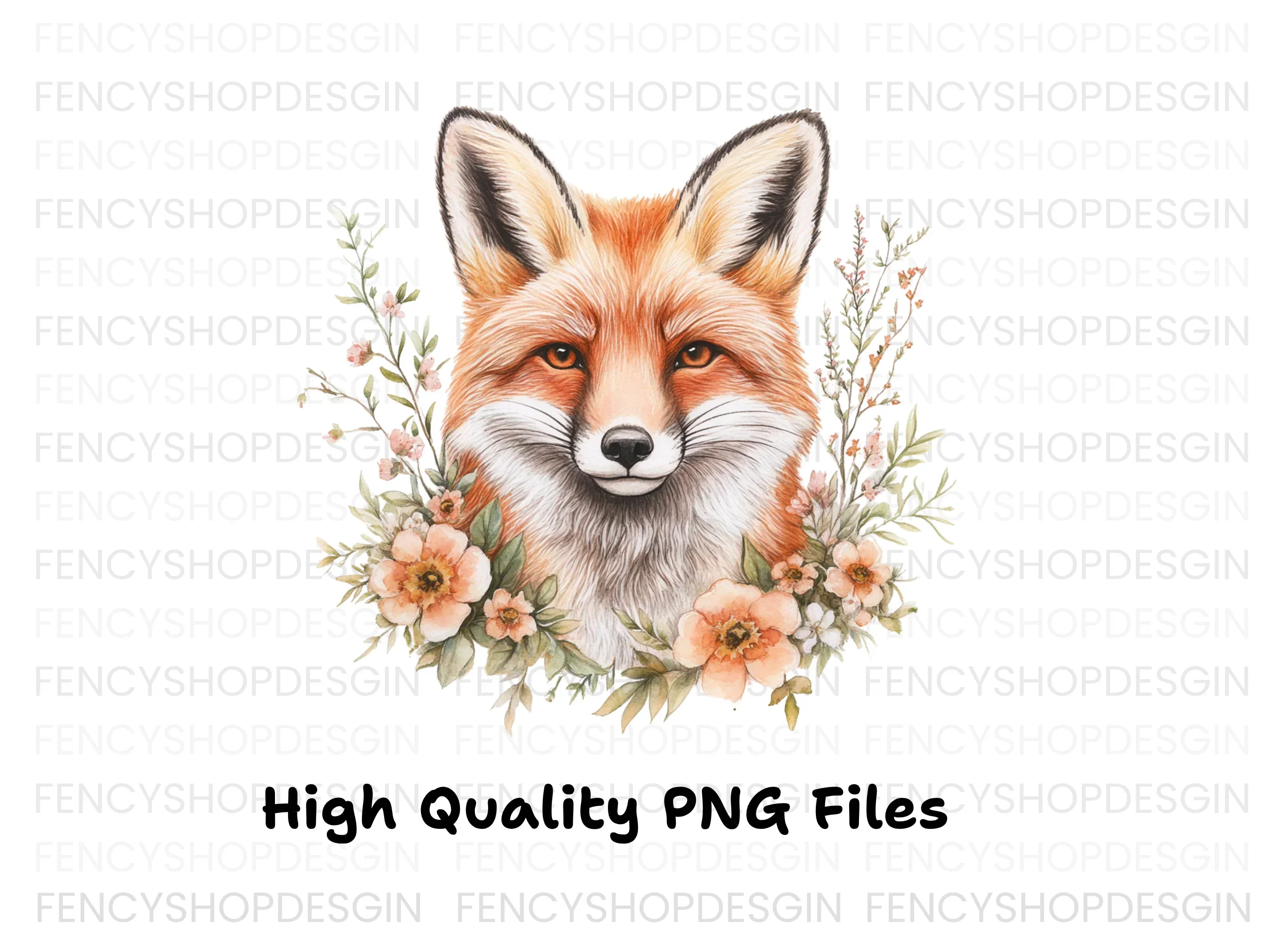 Fox Head Floral Clipart Bundle - Image 3