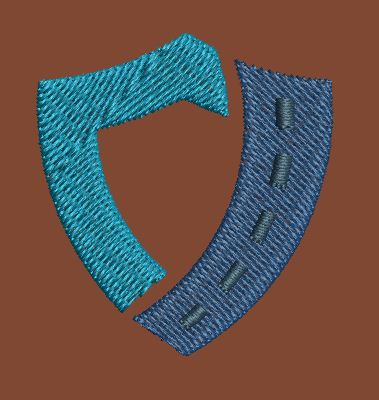 Fragmented Shield Emblem Embroidery Design