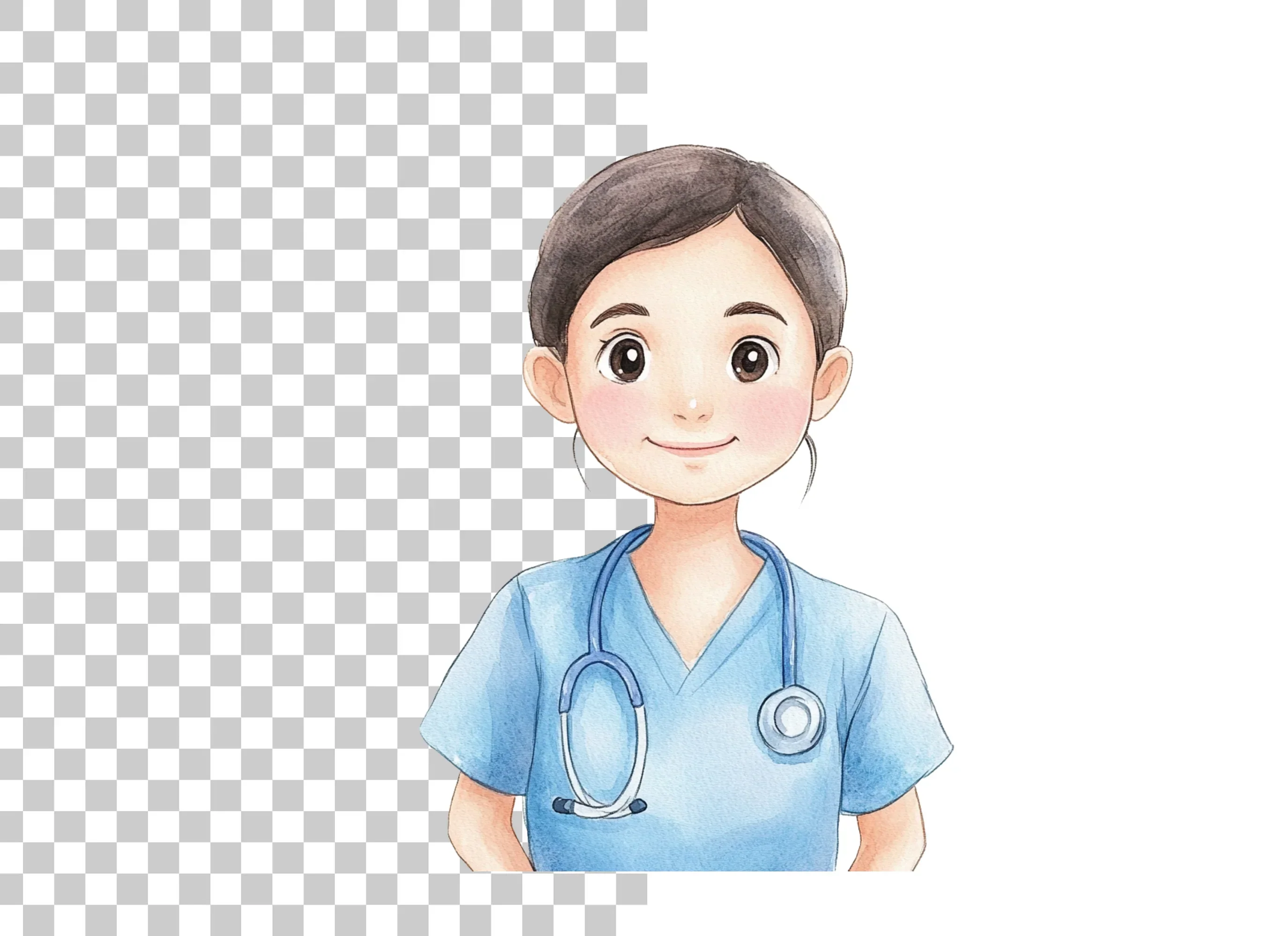 Friendly Nurse with Stethoscope Clipart Bundle - Image 2