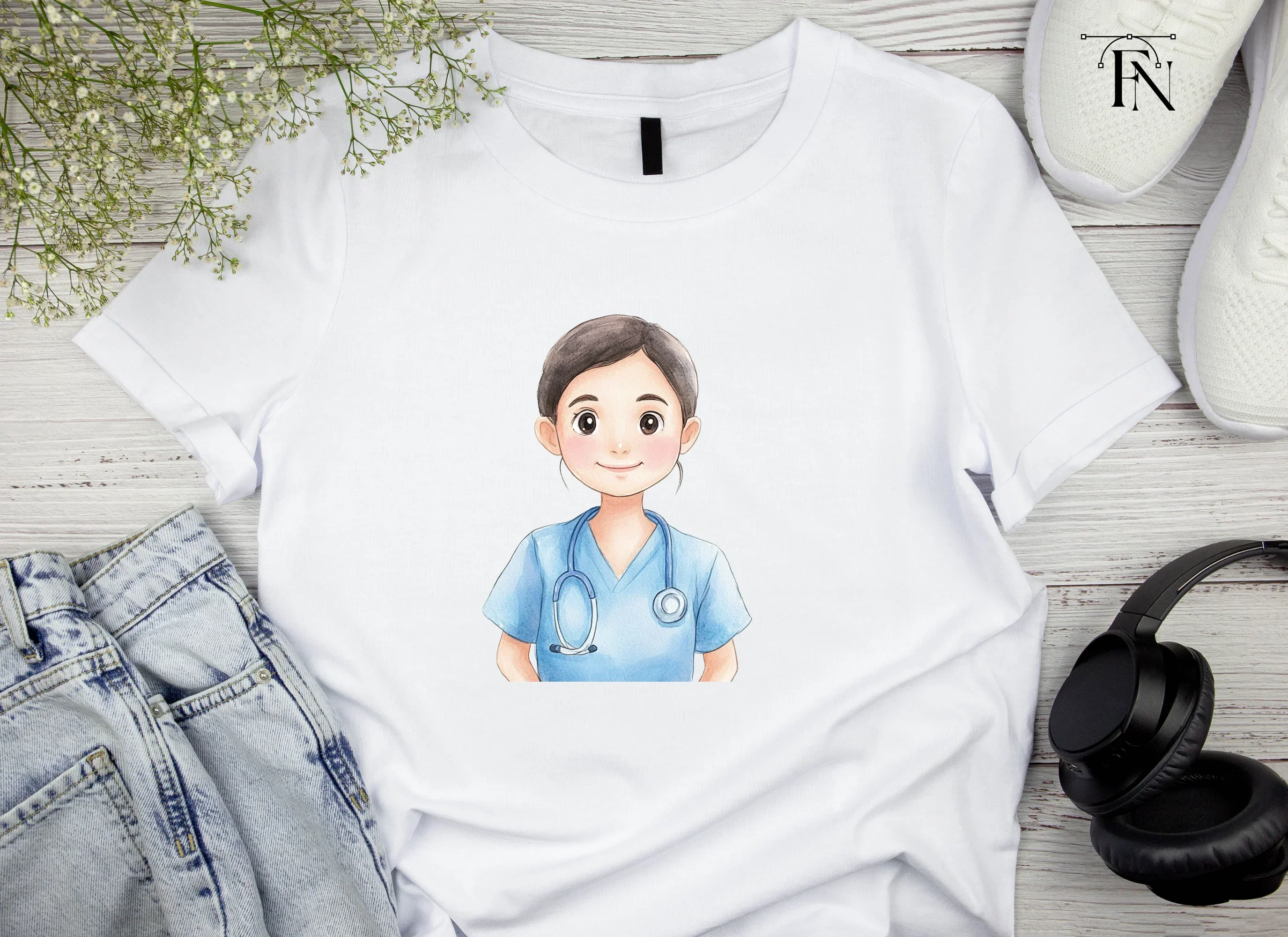 Friendly Nurse with Stethoscope Clipart Bundle - Image 4