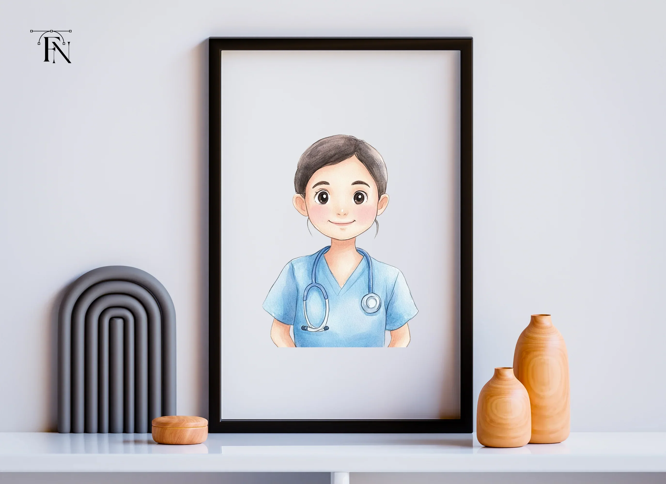 Friendly Nurse with Stethoscope Clipart Bundle - Image 6