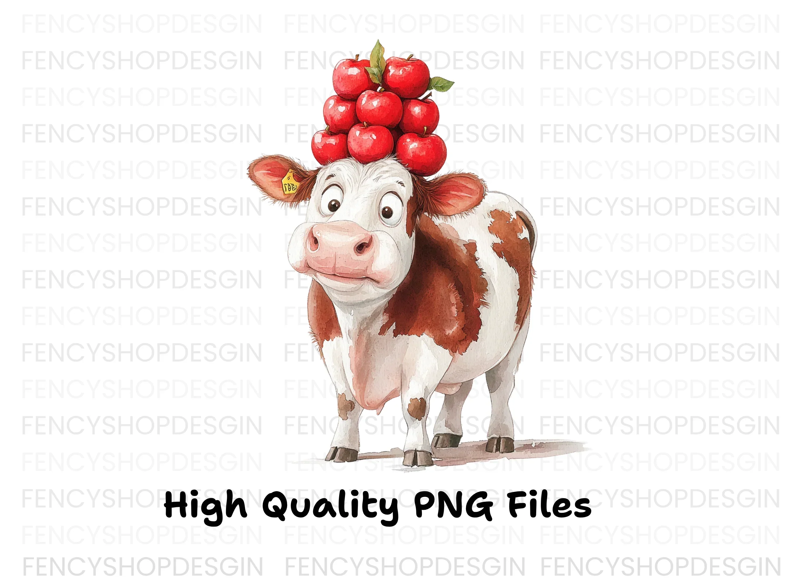Funny Cow with Apple Stack Clipart Bundle - Image 3
