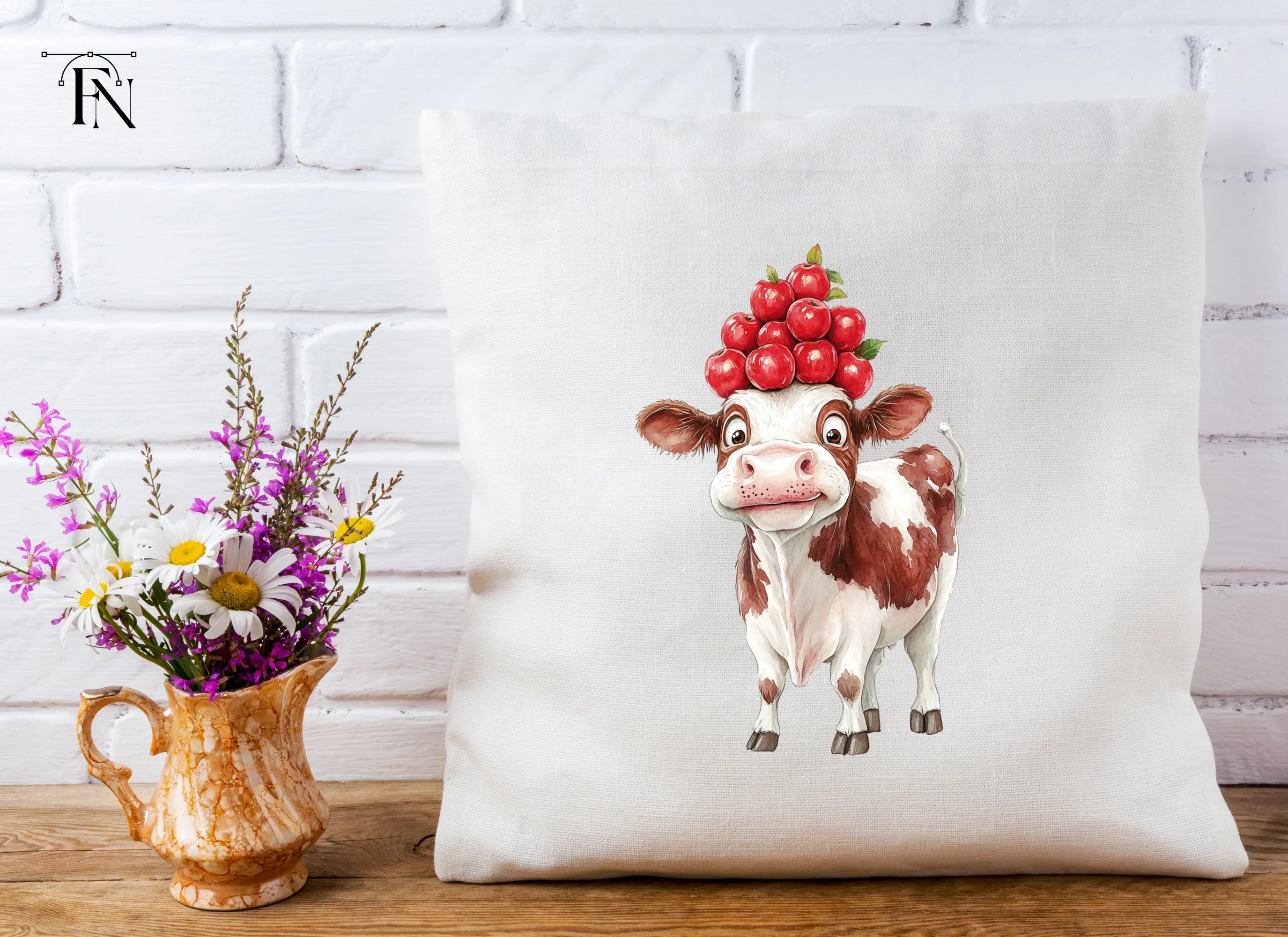 Funny Cow with Apple Stack Clipart Bundle - Image 5