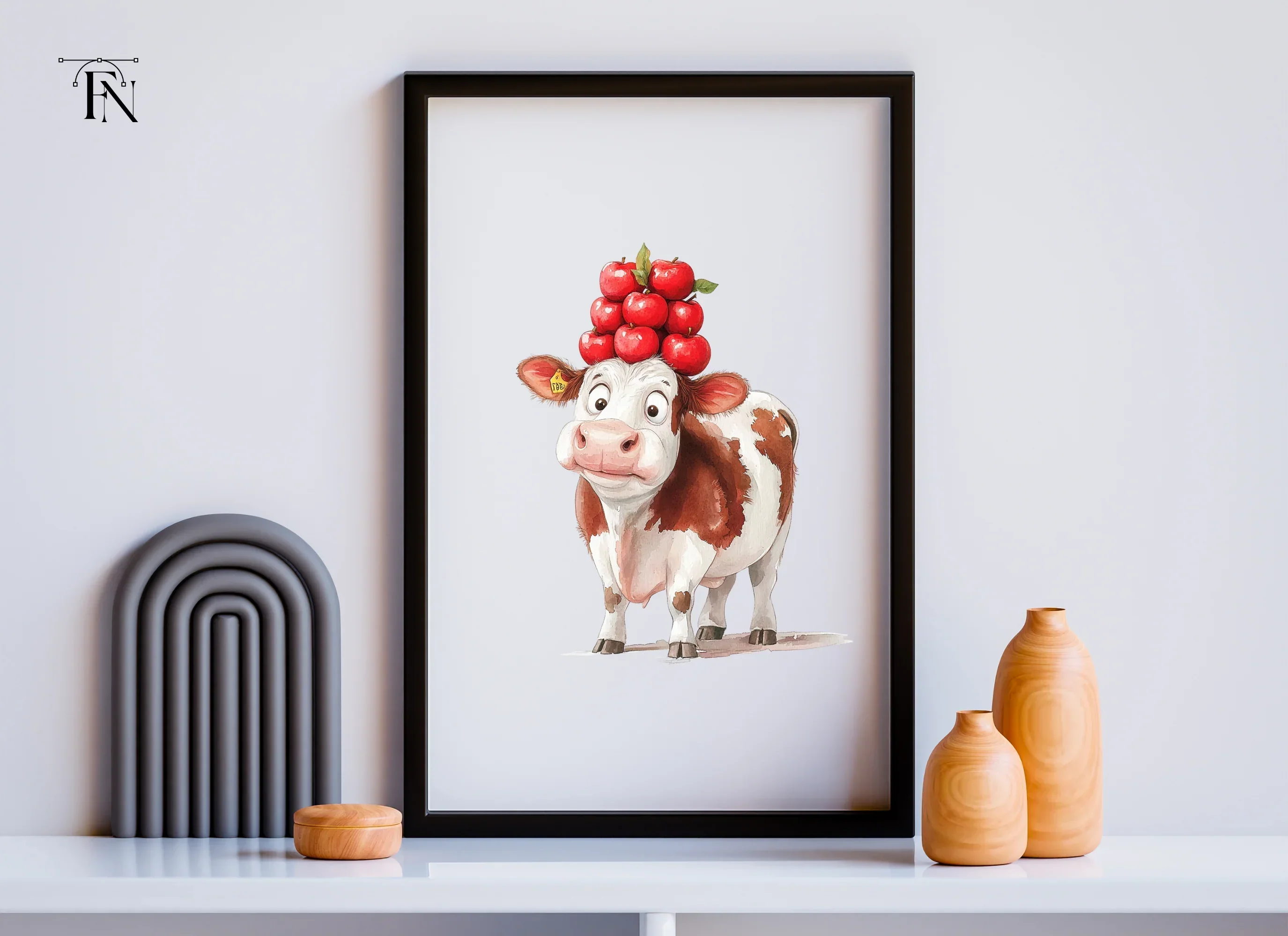 Funny Cow with Apple Stack Clipart Bundle - Image 6
