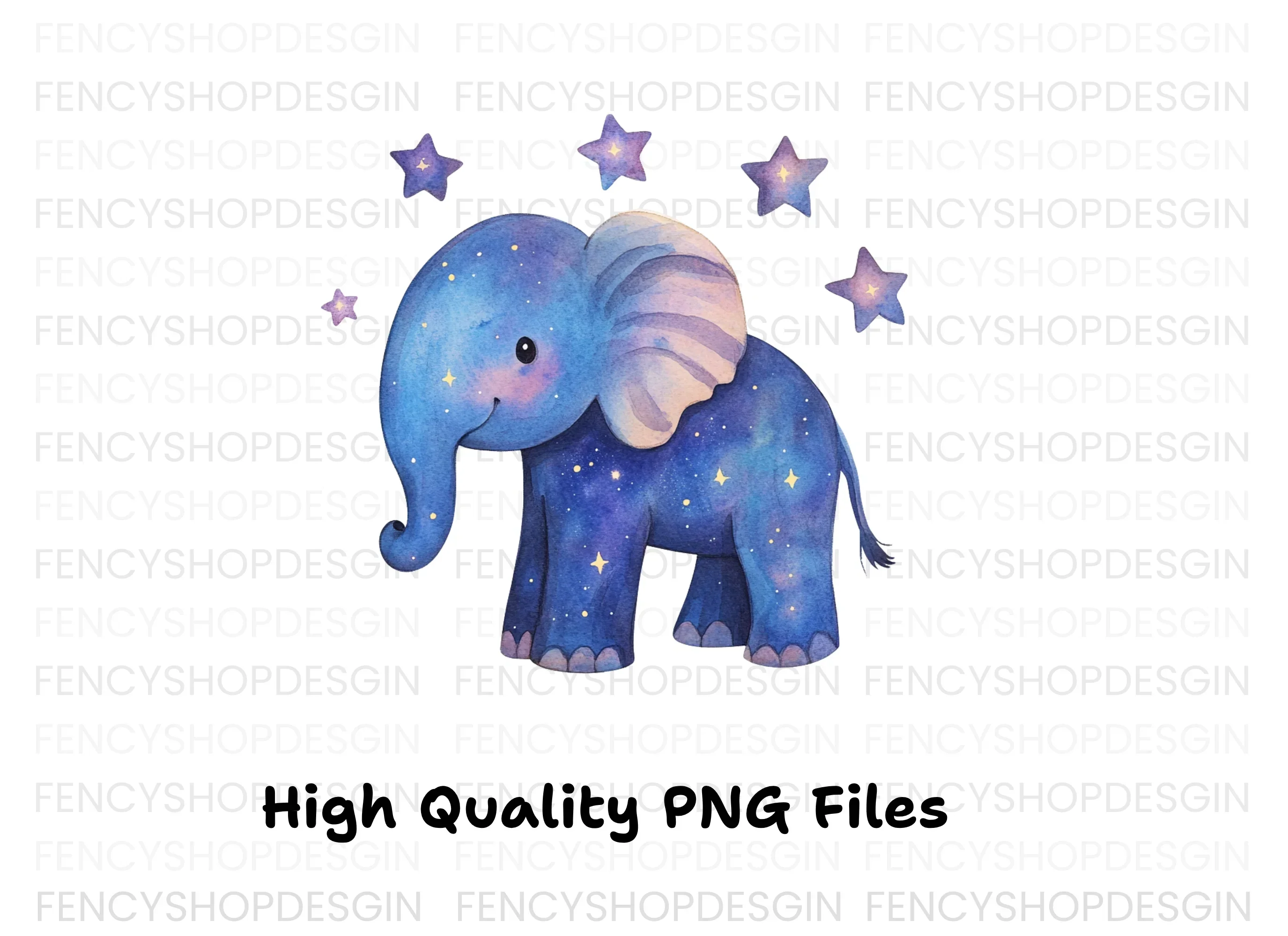 Galaxy Elephant with Stars Clipart Bundle - Image 3