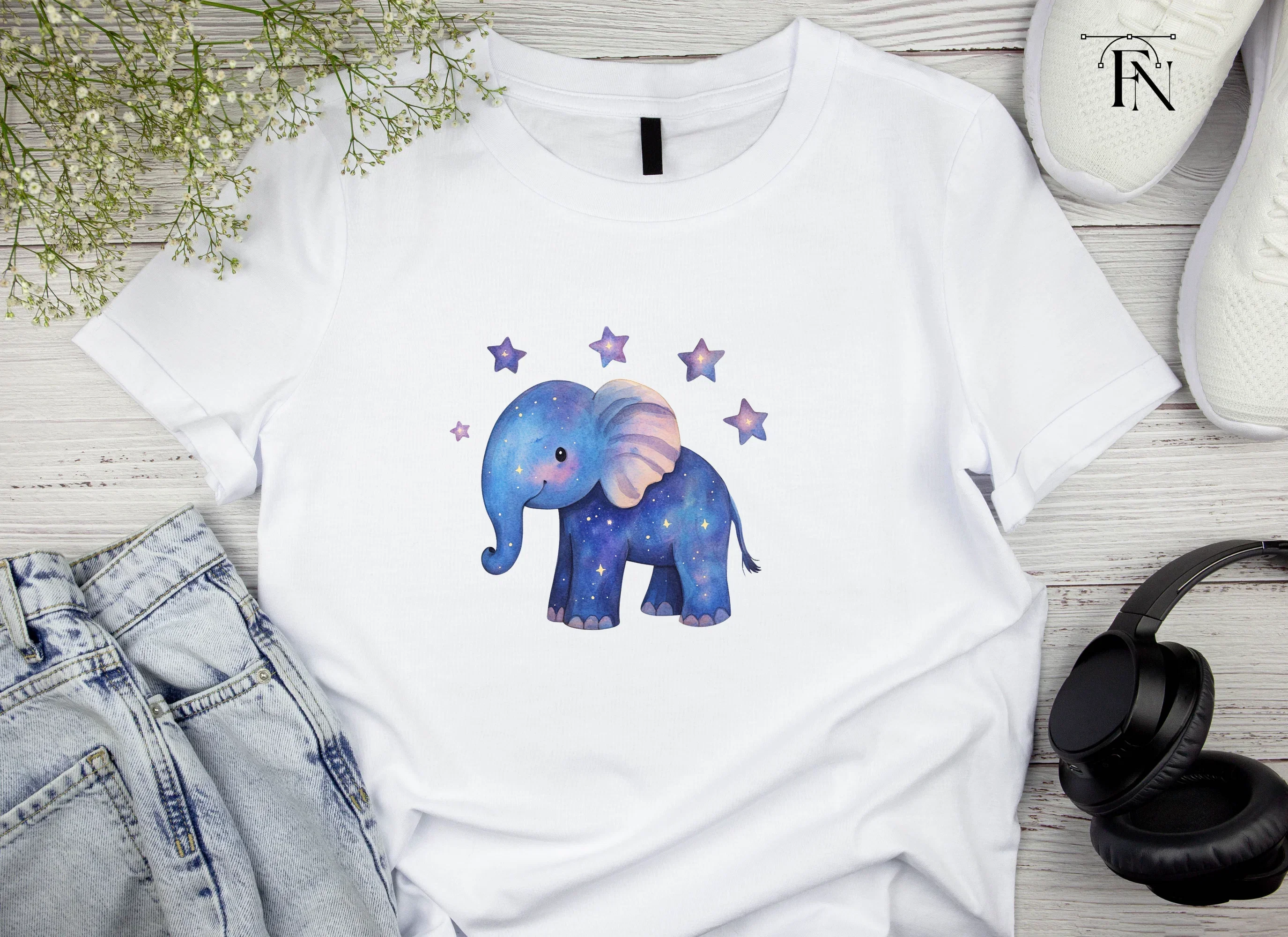 Galaxy Elephant with Stars Clipart Bundle - Image 6