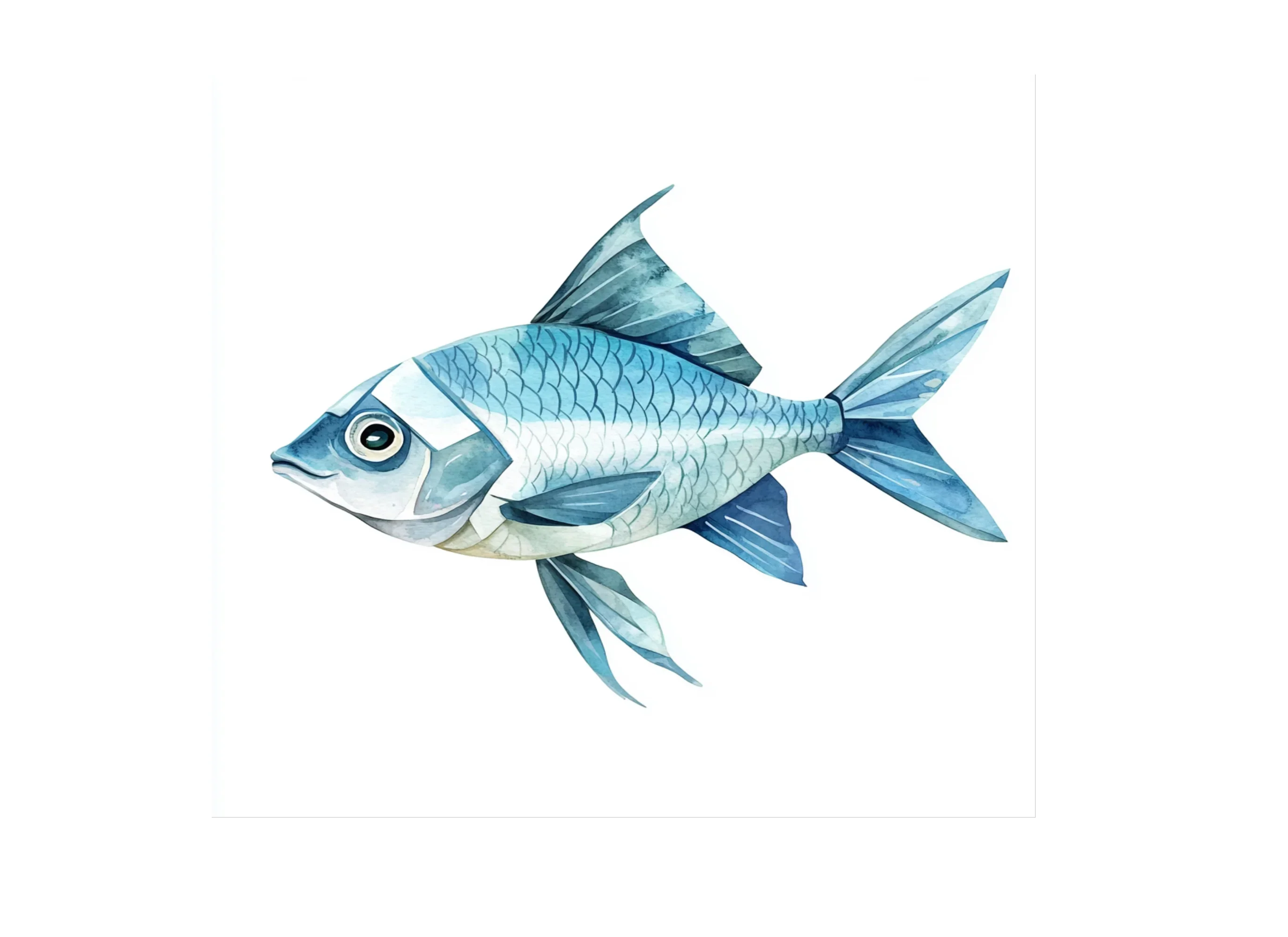 Geometric Blue Fish Clipart Bundle - Image 2